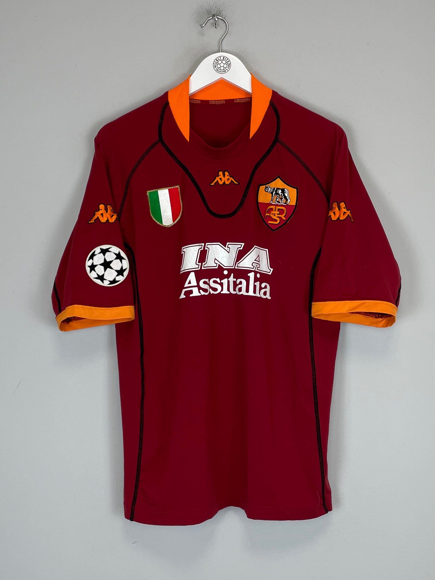 Shop 2001/02 ROMA BATISTUTA #20 C/L HOME SHIRT (XXL) KAPPA, classic football shirts, vintage football shirts & retro soccer jerseys at Cult Kits