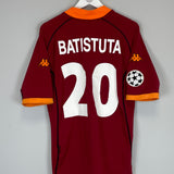 Shop 2001/02 ROMA BATISTUTA #20 C/L HOME SHIRT (XXL) KAPPA, classic football shirts, vintage football shirts & retro soccer jerseys at Cult Kits