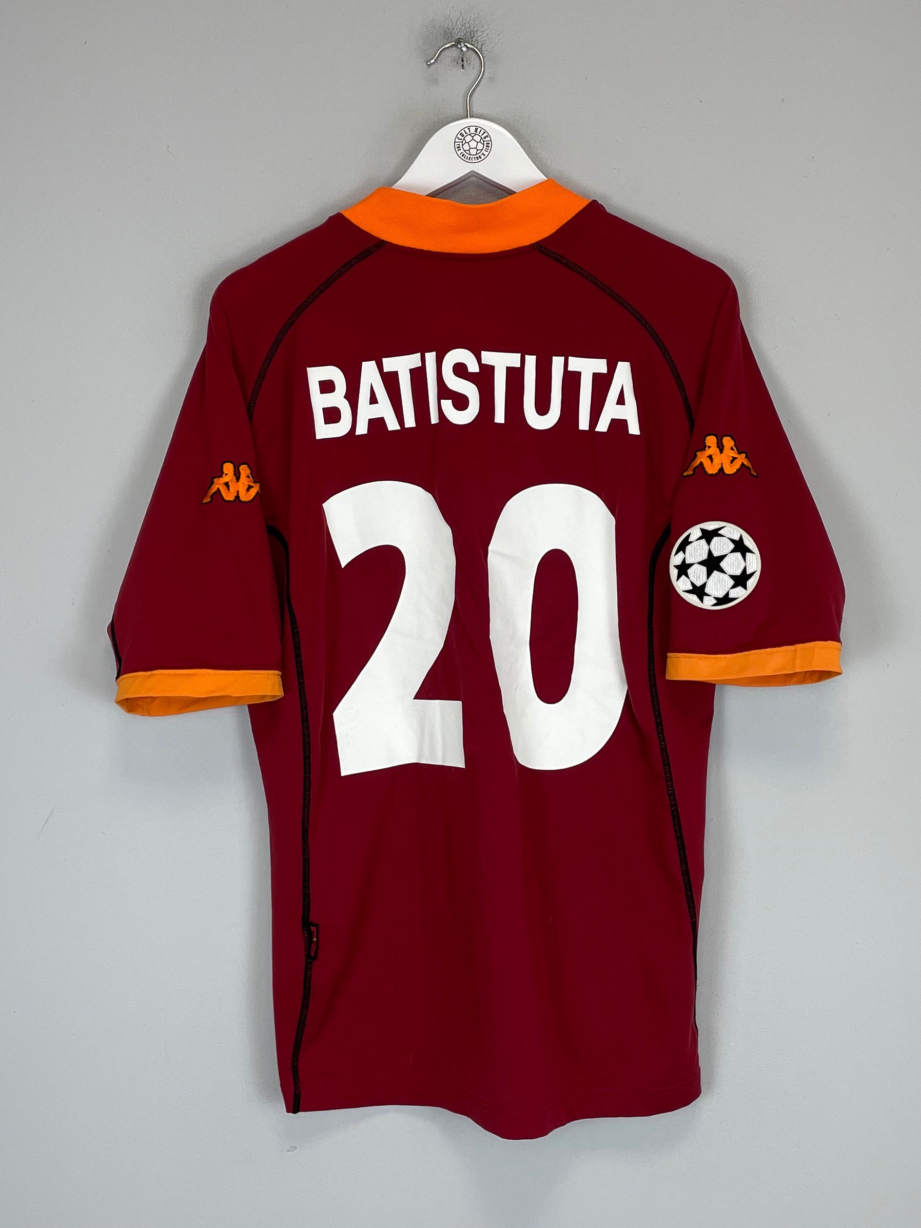 2001 02 ROMA BATISTUTA 20 C L HOME SHIRT XXL KAPPA Cult Kits 2001-02-roma-batistuta-20-c-l-home-shirt-xxl-kappa-cult-kits