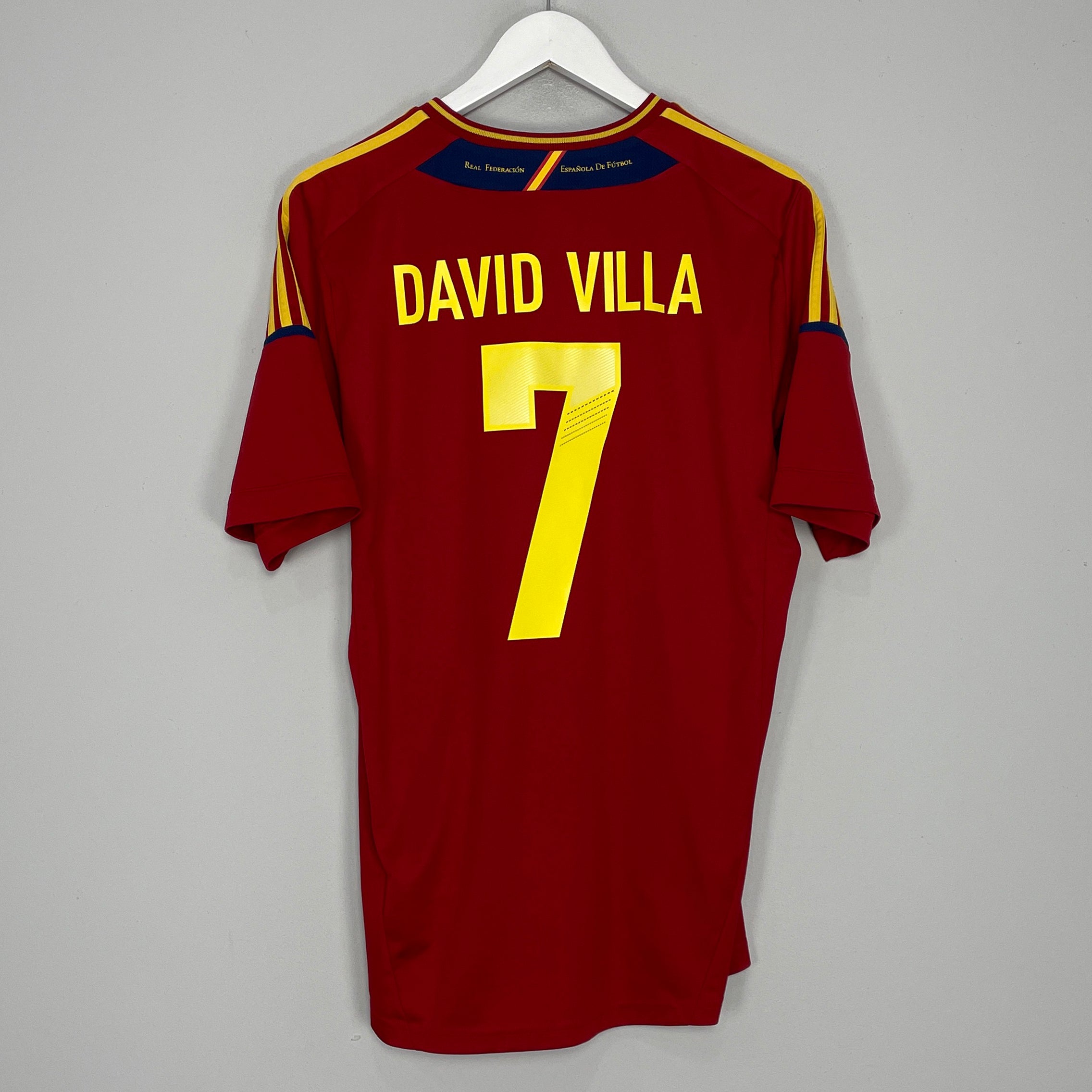 Shop 2011/12 SPAIN DAVID VILLA #7 HOME SHIRT (L) ADIDAS, classic football shirts, vintage football shirts & retro soccer jerseys at Cult Kits
