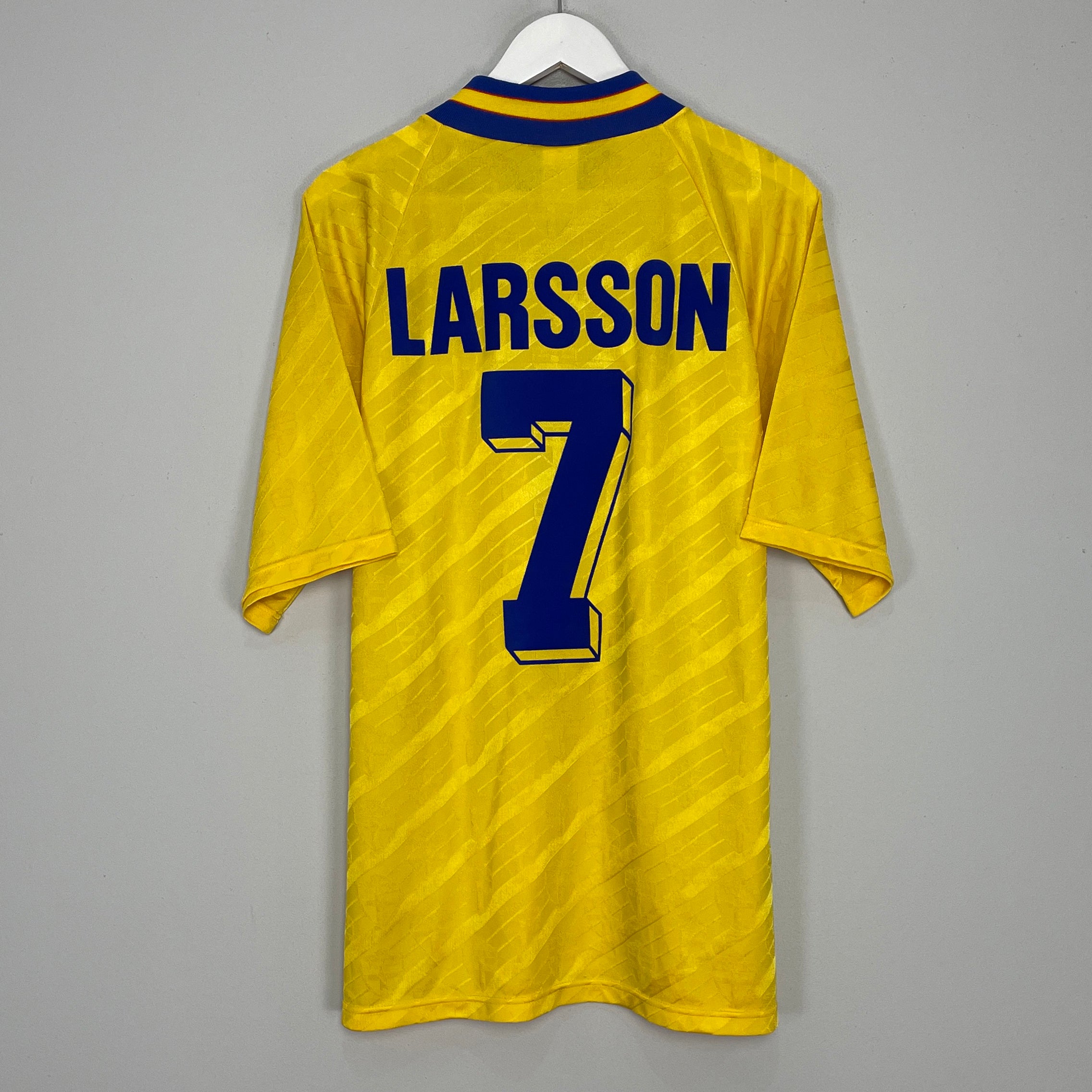 Shop 1994/95 SWEDEN LARSSON #7 HOME SHIRT (L) ADIDAS, classic football shirts, vintage football shirts & retro soccer jerseys at Cult Kits