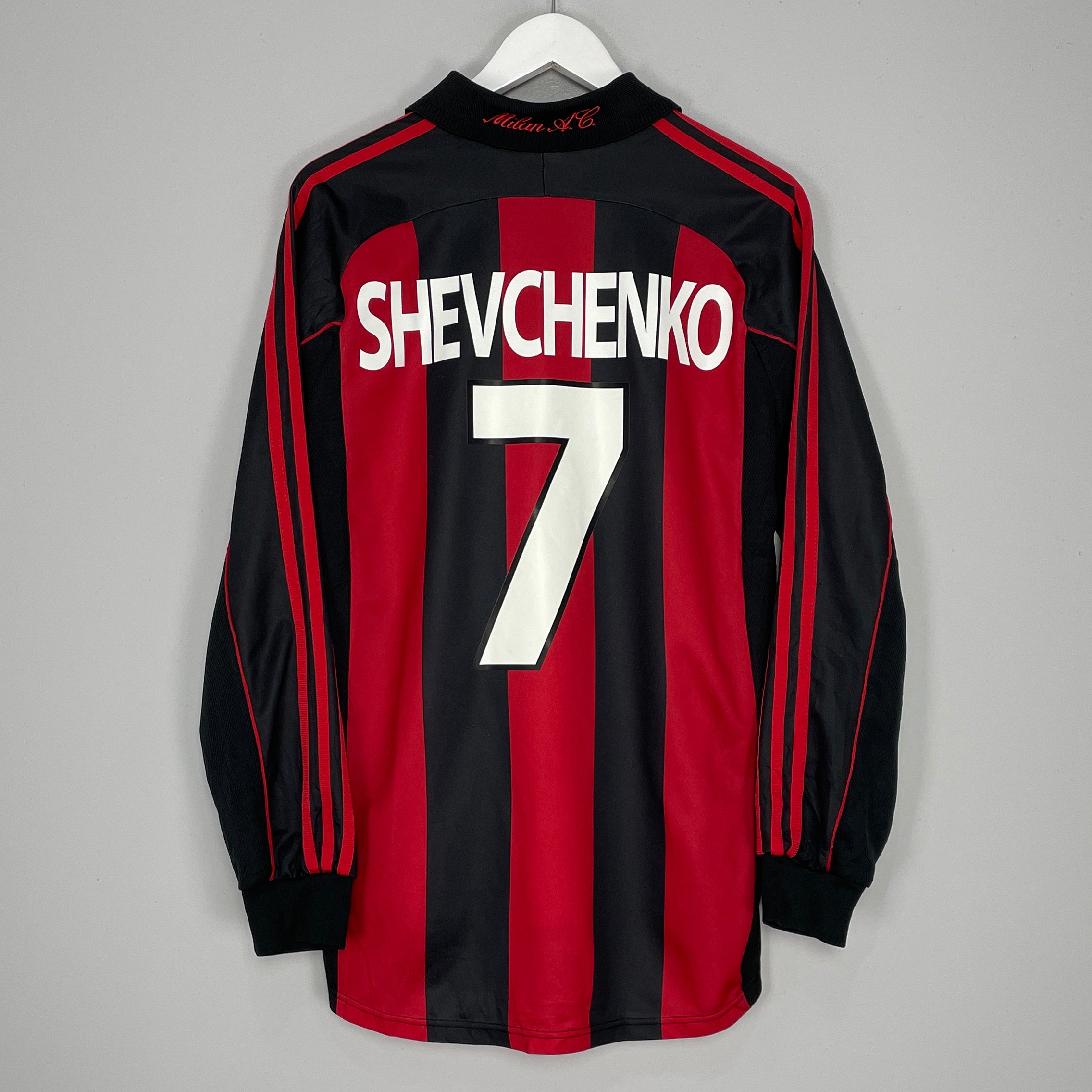 Shop 2000/02 AC MILAN SHEVCHENKO #7 L/S HOME SHIRT (L) ADIDAS, classic football shirts, vintage football shirts & retro soccer jerseys at Cult Kits