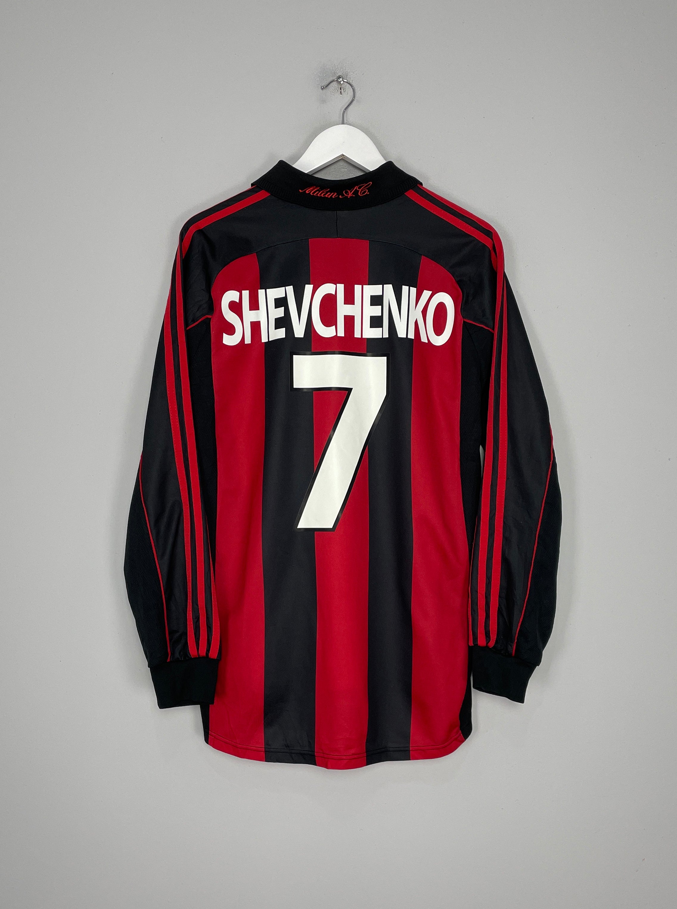 Shop 2000/02 AC MILAN SHEVCHENKO #7 L/S HOME SHIRT (L) ADIDAS, classic football shirts, vintage football shirts & retro soccer jerseys at Cult Kits