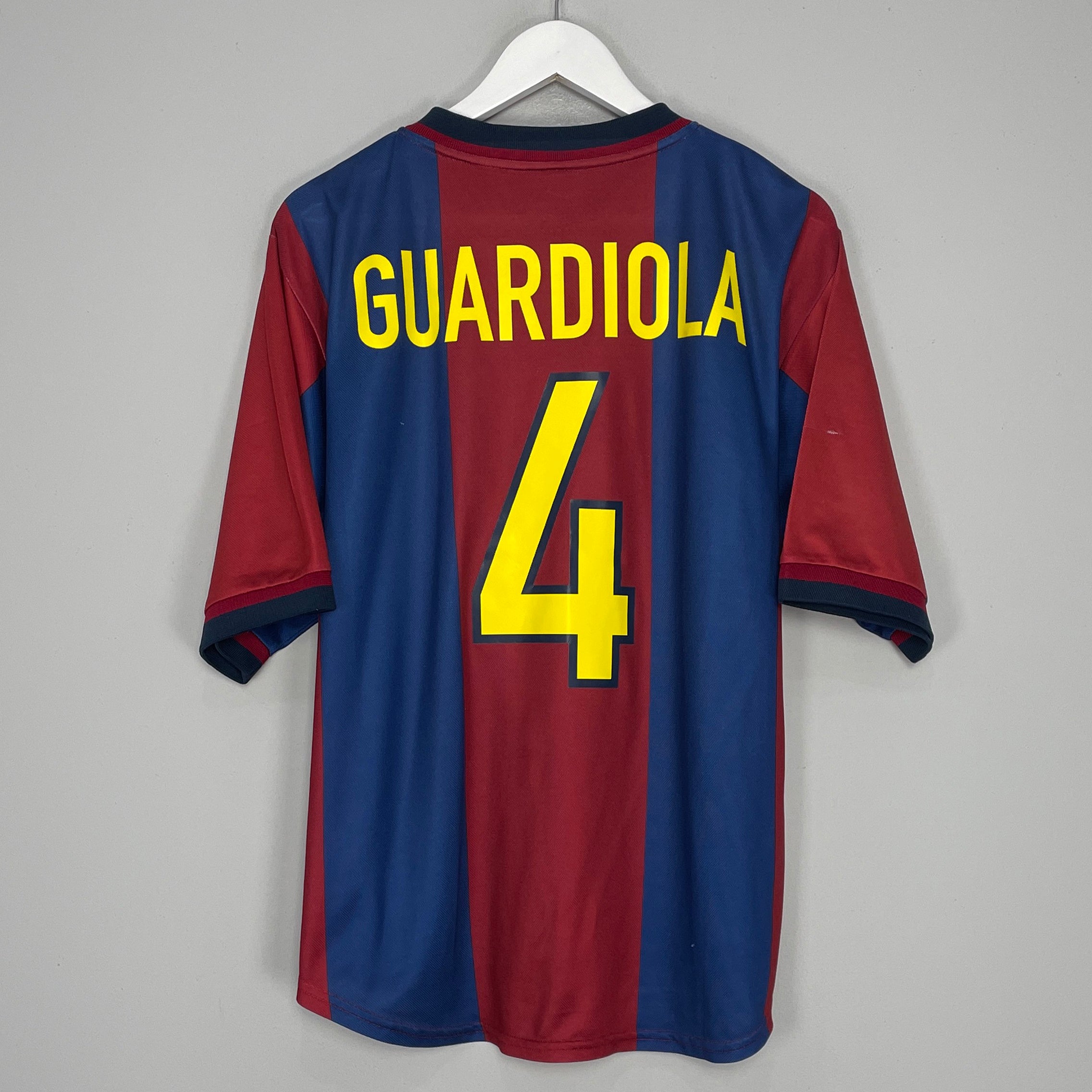 Shop 1998/00 BARCELONA GUARDIOLA #4 HOME SHIRT (L) NIKE, classic football shirts, vintage football shirts & retro soccer jerseys at Cult Kits