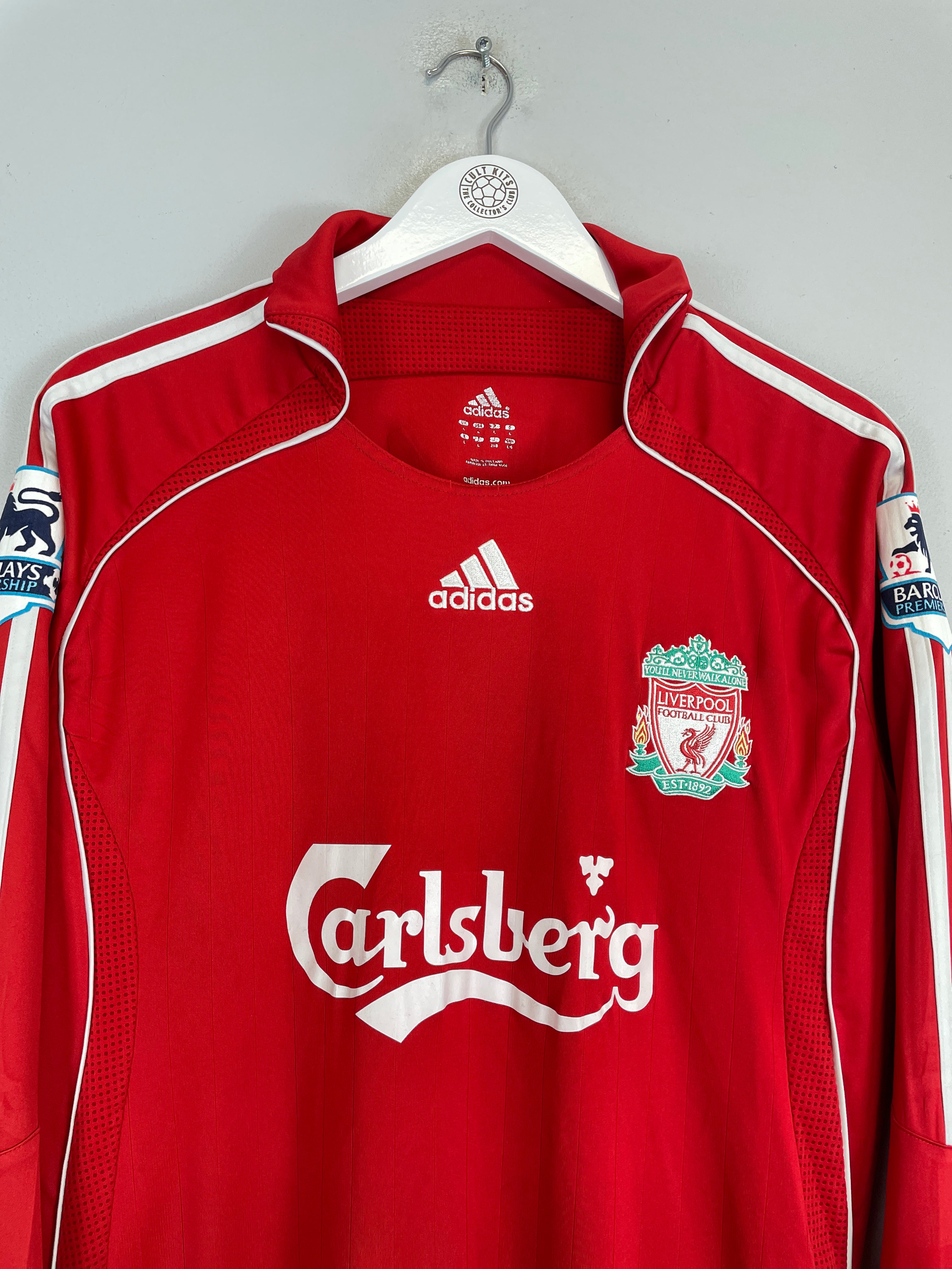 Shop 2006/08 LIVERPOOL GERRARD #8 L/S HOME SHIRT (L) ADIDAS, classic football shirts, vintage football shirts & retro soccer jerseys at Cult Kits
