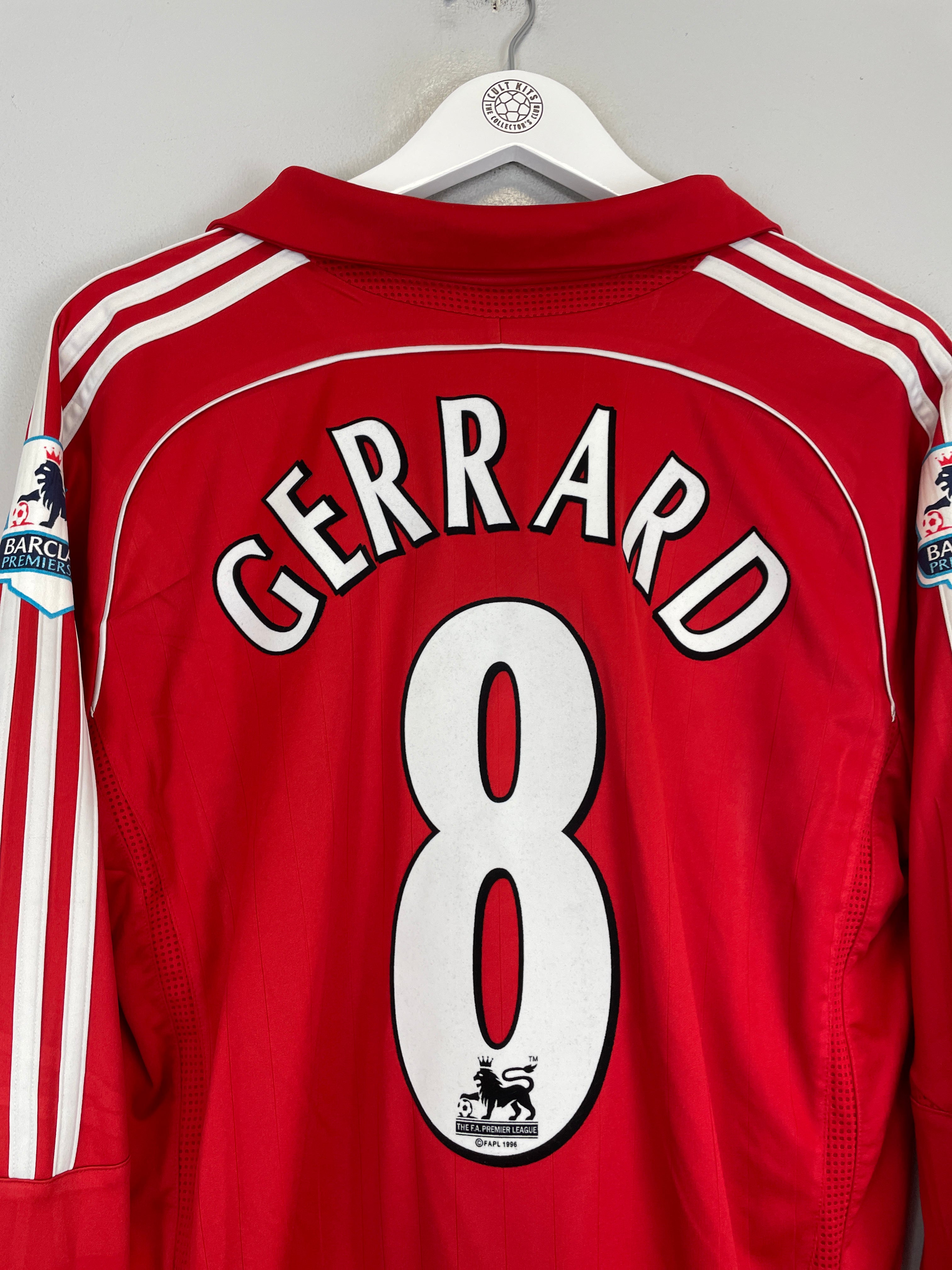 Shop 2006/08 LIVERPOOL GERRARD #8 L/S HOME SHIRT (L) ADIDAS, classic football shirts, vintage football shirts & retro soccer jerseys at Cult Kits