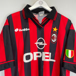 Shop 1997/98 AC MILAN BAGGIO #18 HOME SHIRT (L) LOTTO, classic football shirts, vintage football shirts & retro soccer jerseys at Cult Kits