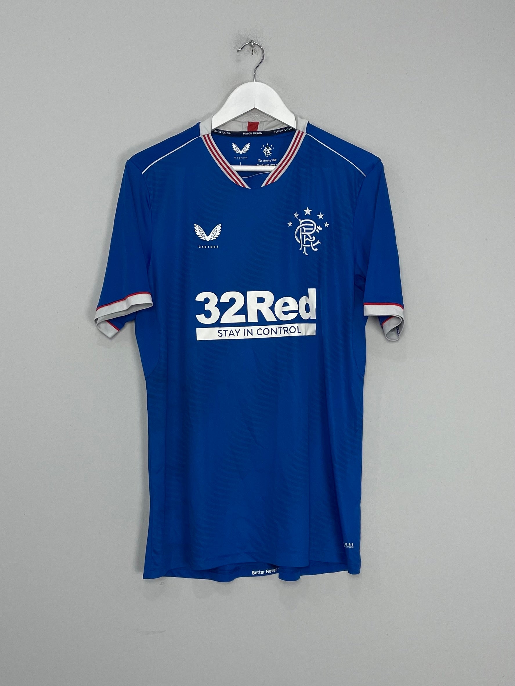 Shop 2020/21 RANGERS HOME SHIRT (L) CASTORE, classic football shirts, vintage football shirts & retro soccer jerseys at Cult Kits