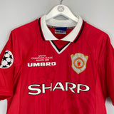 Shop 1999/00 MANCHESTER UNITED BECKHAM #7 *CL WINNERS* HOME SHIRT (M) UMBRO, classic football shirts, vintage football shirts & retro soccer jerseys at Cult Kits