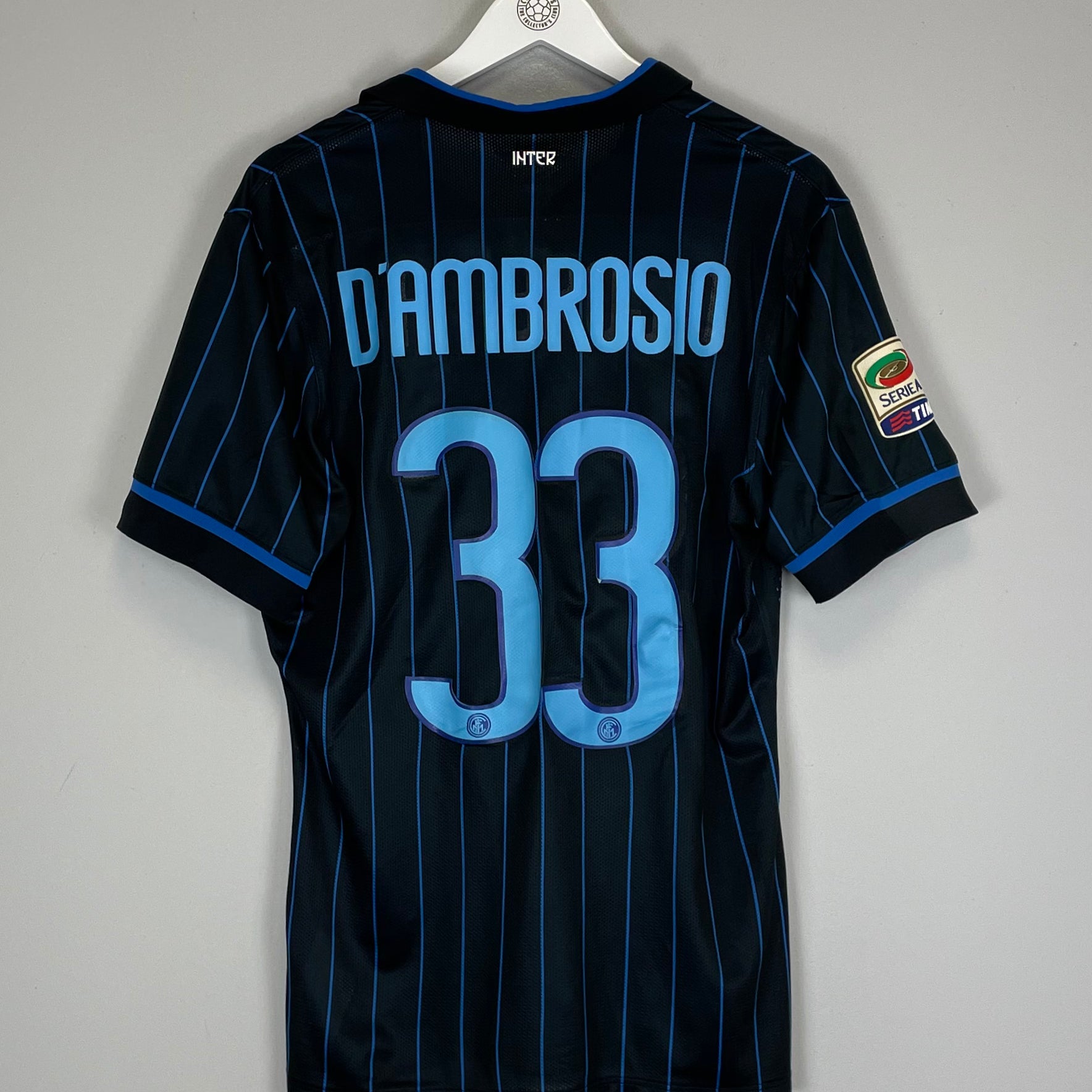 Shop 2014/15 INTER MILAN D'AMBROSIO #33 *AUTHENTIC* HOME SHIRT (L) NIKE, classic football shirts, vintage football shirts & retro soccer jerseys at Cult Kits