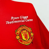 2001 MANCHESTER UNITED CANTONA #7 *MATCH WORN + SIGNED *RYAN GIGGS TESTIMONIAL* HOME SHIRT (XL) UMBRO