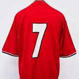 2001 MANCHESTER UNITED CANTONA #7 *MATCH WORN + SIGNED *RYAN GIGGS TESTIMONIAL* HOME SHIRT (XL) UMBRO