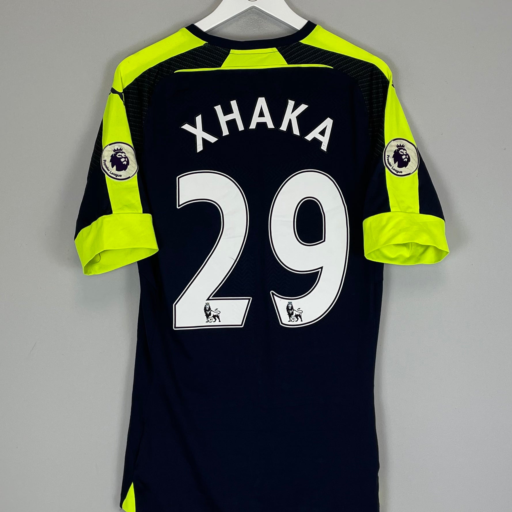 Shop 2016/17 ARSENAL XHAKA #29 *PLAYER ISSUE* AWAY SHIRT (XL) PUMA, classic football shirts, vintage football shirts & retro soccer jerseys at Cult Kits
