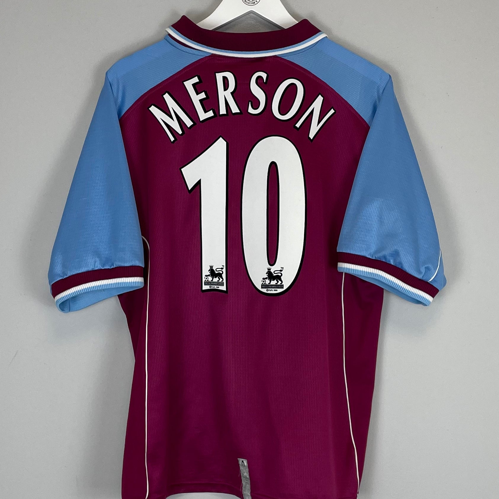 Shop 2000/01 ASTON VILLA MERSON #10 HOME SHIRT (L) DIADORA, classic football shirts, vintage football shirts & retro soccer jerseys at Cult Kits