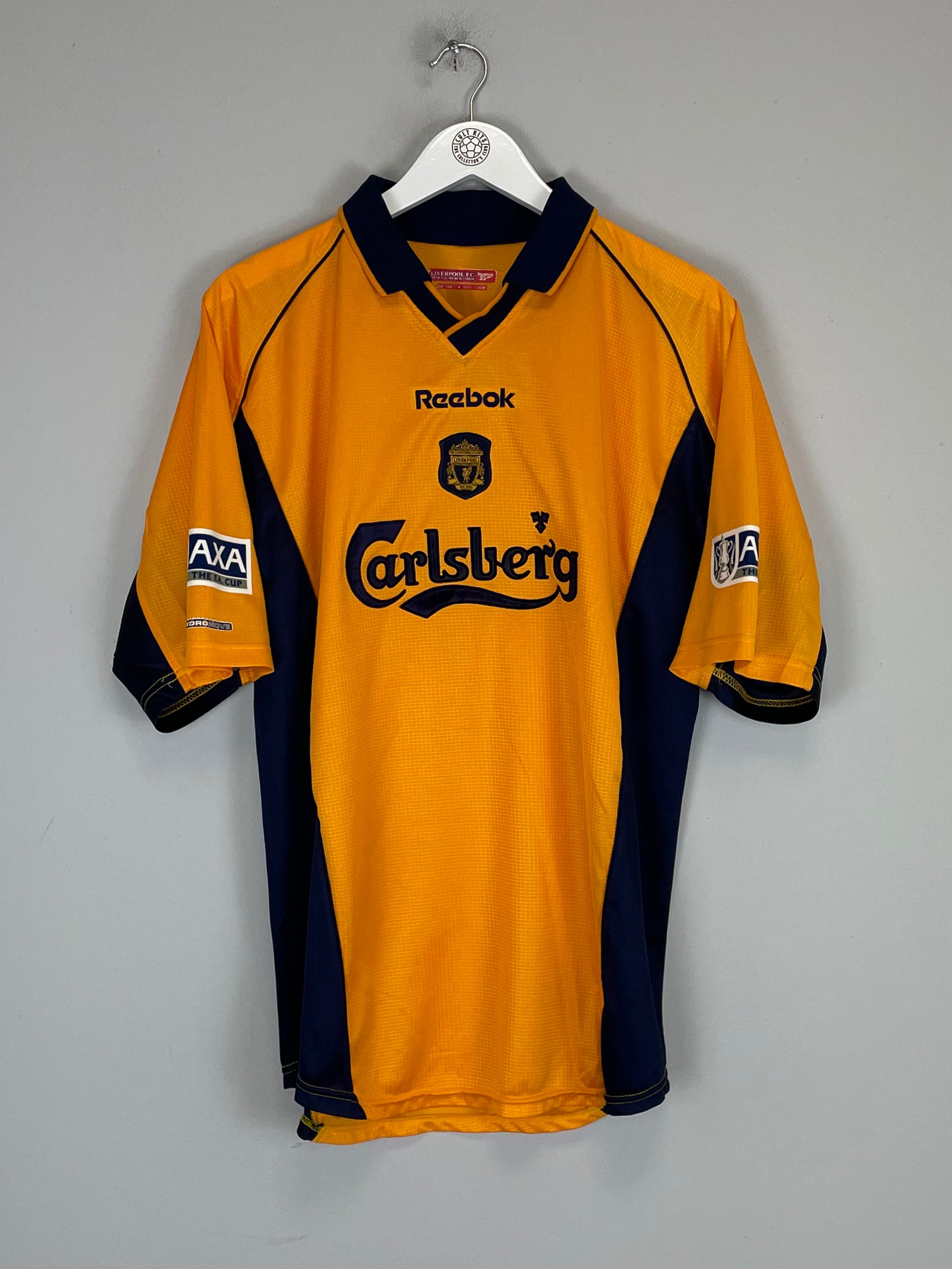 Shop 2000/02 LIVERPOOL HYYPIA #12 AWAY SHIRT (L) REEBOK, classic football shirts, vintage football shirts & retro soccer jerseys at Cult Kits