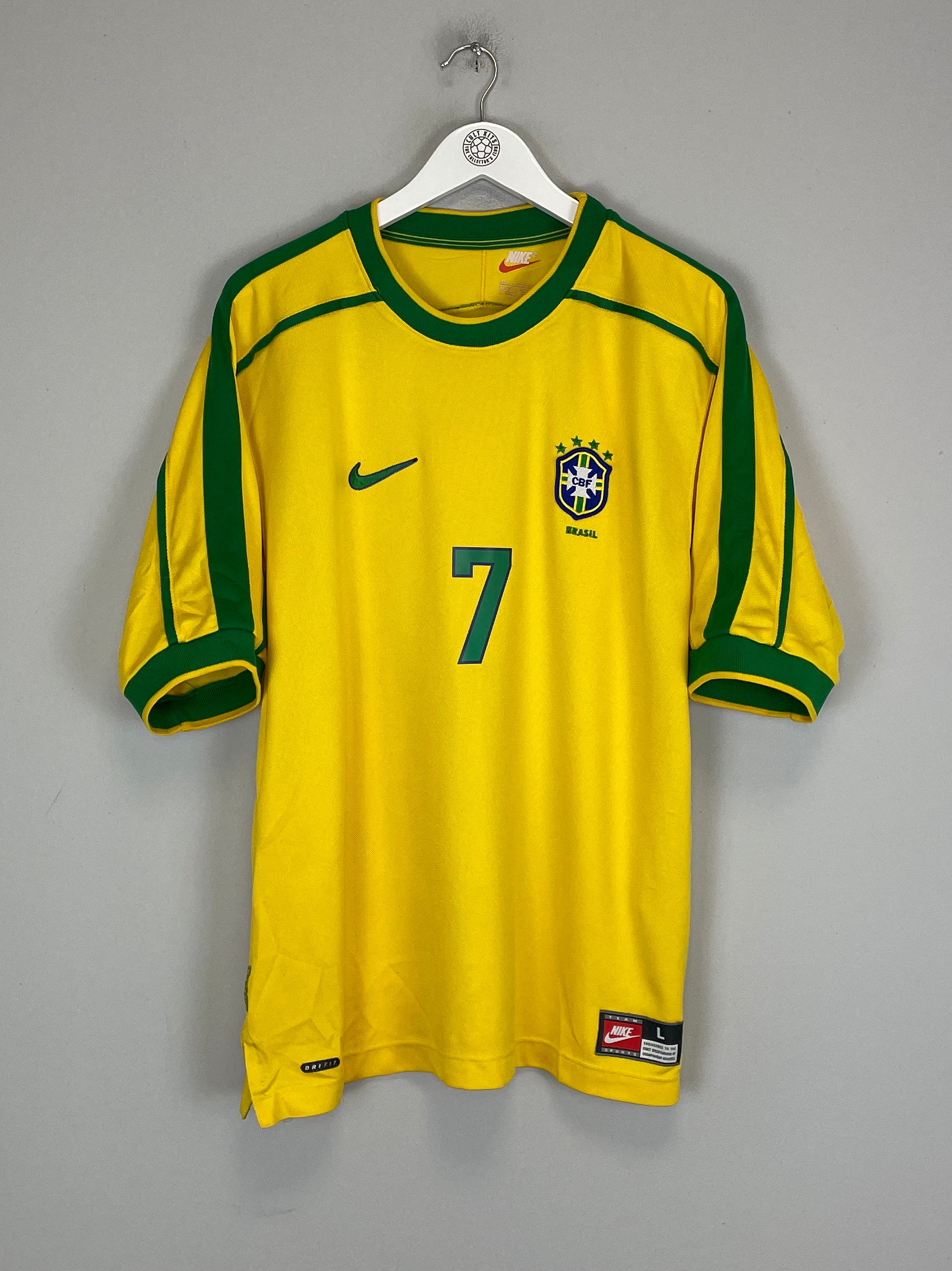 Shop 1998/00 BRAZIL RONALDINHO #7 HOME SHIRT (L) NIKE, classic football shirts, vintage football shirts & retro soccer jerseys at Cult Kits