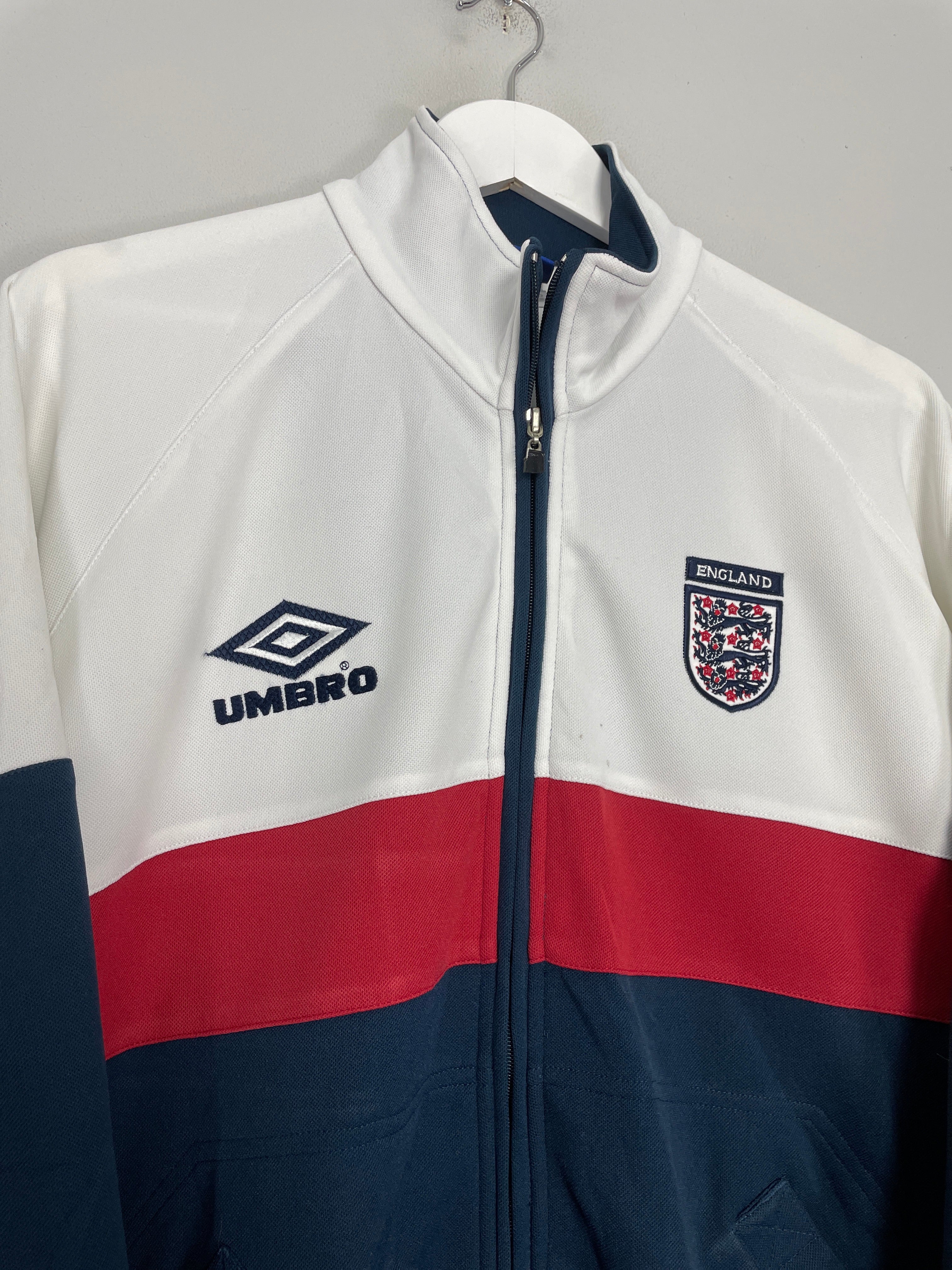 Shop 2000/02 ENGLAND TRACK JACKET (L) UMBRO, classic football shirts, vintage football shirts & retro soccer jerseys at Cult Kits