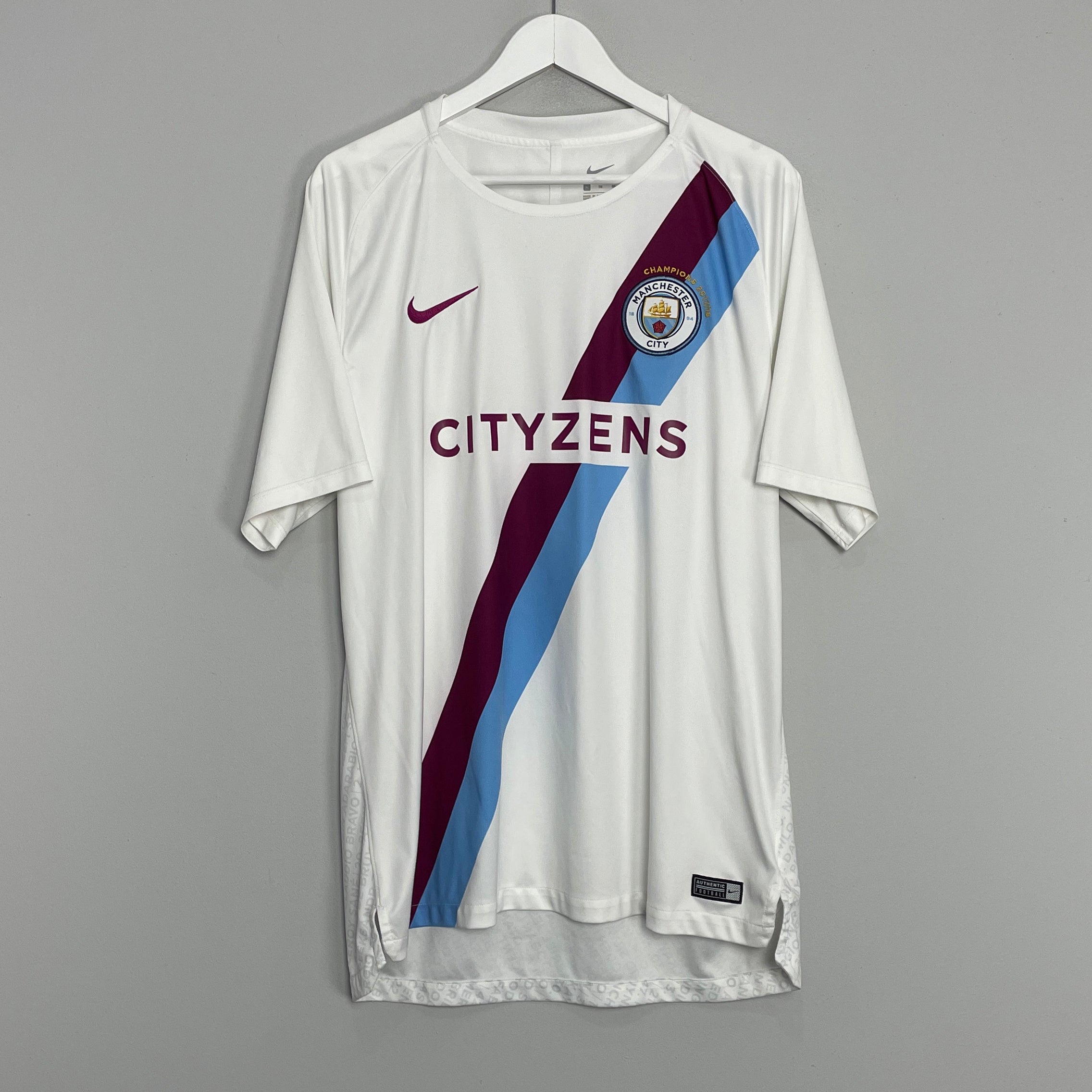 Shop 2018/19 MANCHESTER CITY *CHAMPIONS* SHIRT (XL) NIKE, classic football shirts, vintage football shirts & retro soccer jerseys at Cult Kits