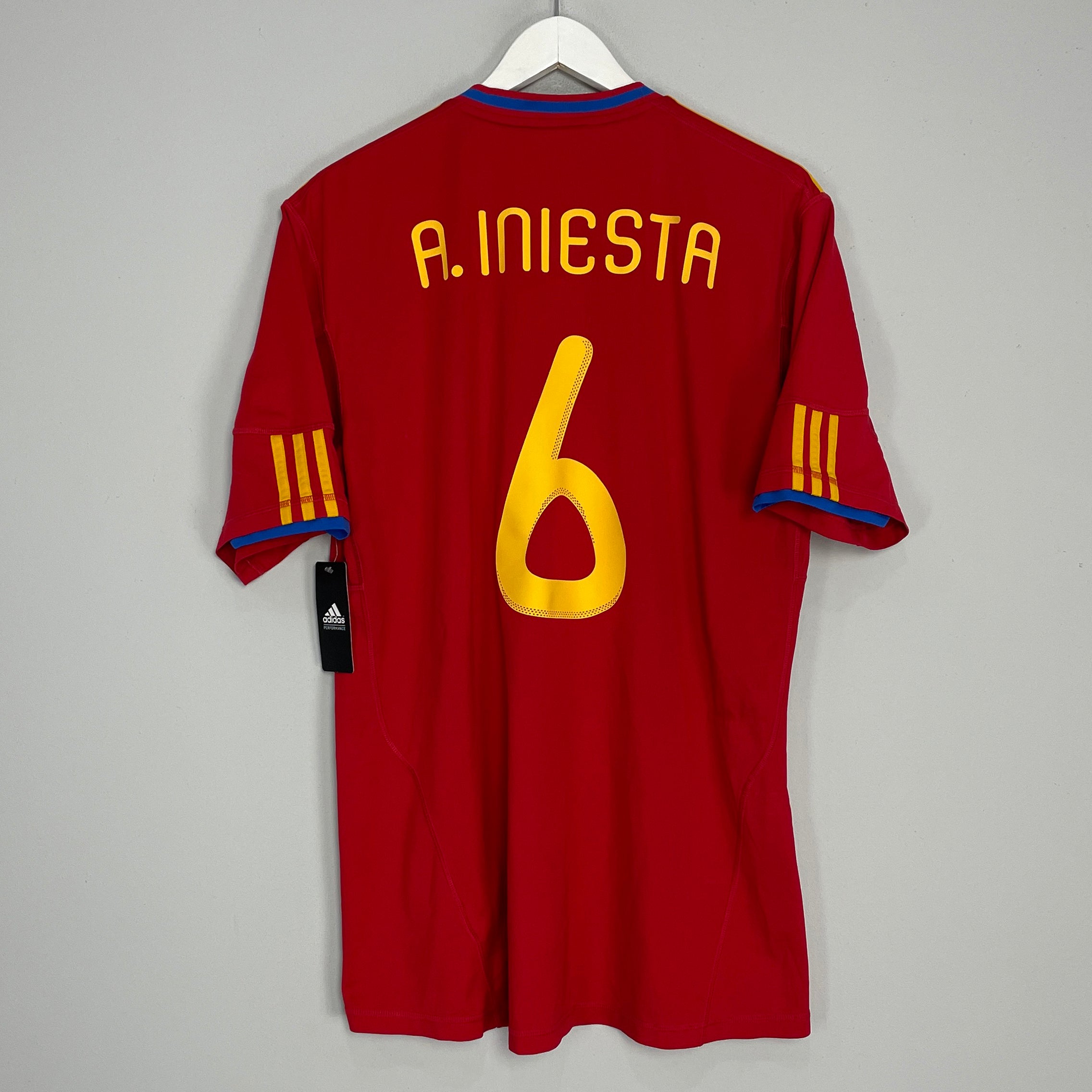 Shop 2010/11 SPAIN A.INIESTA #6 *BNWT* HOME SHIRT (XL) ADIDAS, classic football shirts, vintage football shirts & retro soccer jerseys at Cult Kits