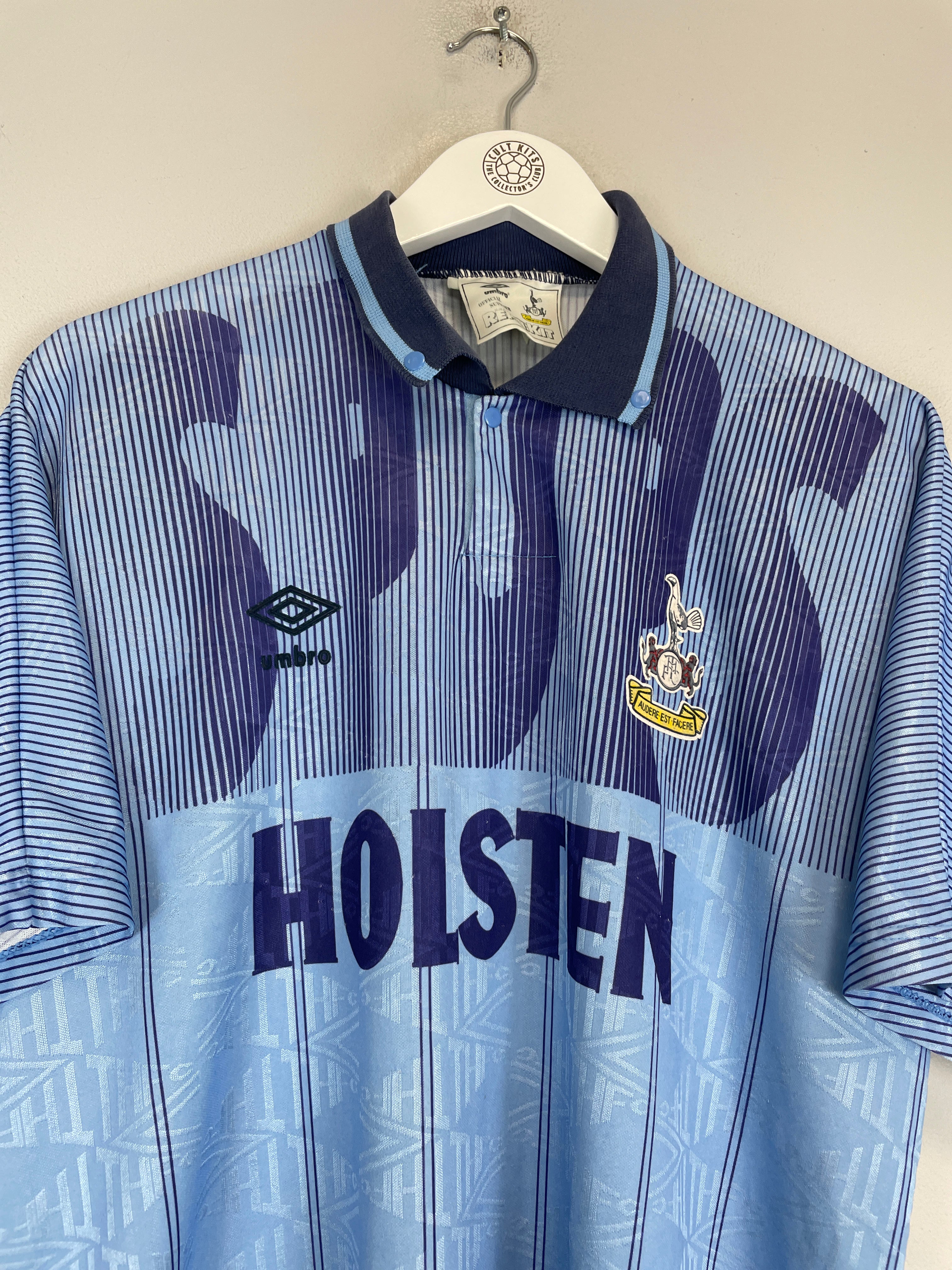 Shop 1991/94 TOTTENHAM AWAY SHIRT (XL) UMBRO, classic football shirts, vintage football shirts & retro soccer jerseys at Cult Kits
