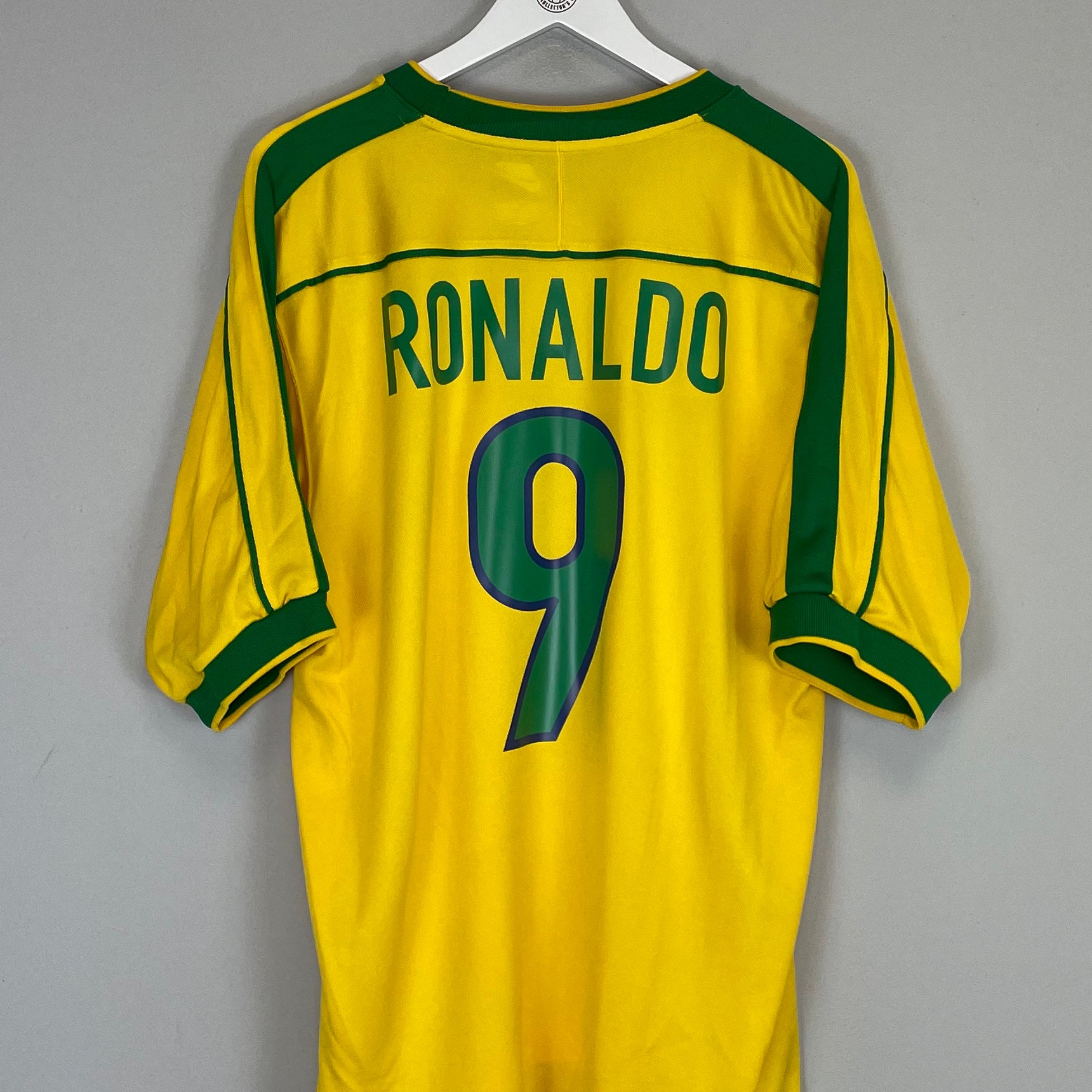 Shop 1998/00 BRAZIL RONALDO #9 HOME SHIRT (L) NIKE, classic football shirts, vintage football shirts & retro soccer jerseys at Cult Kits