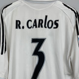 Shop 2005/06 REAL MADRID R.CARLOS #3 HOME SHIRT (XL) ADIDAS, classic football shirts, vintage football shirts & retro soccer jerseys at Cult Kits