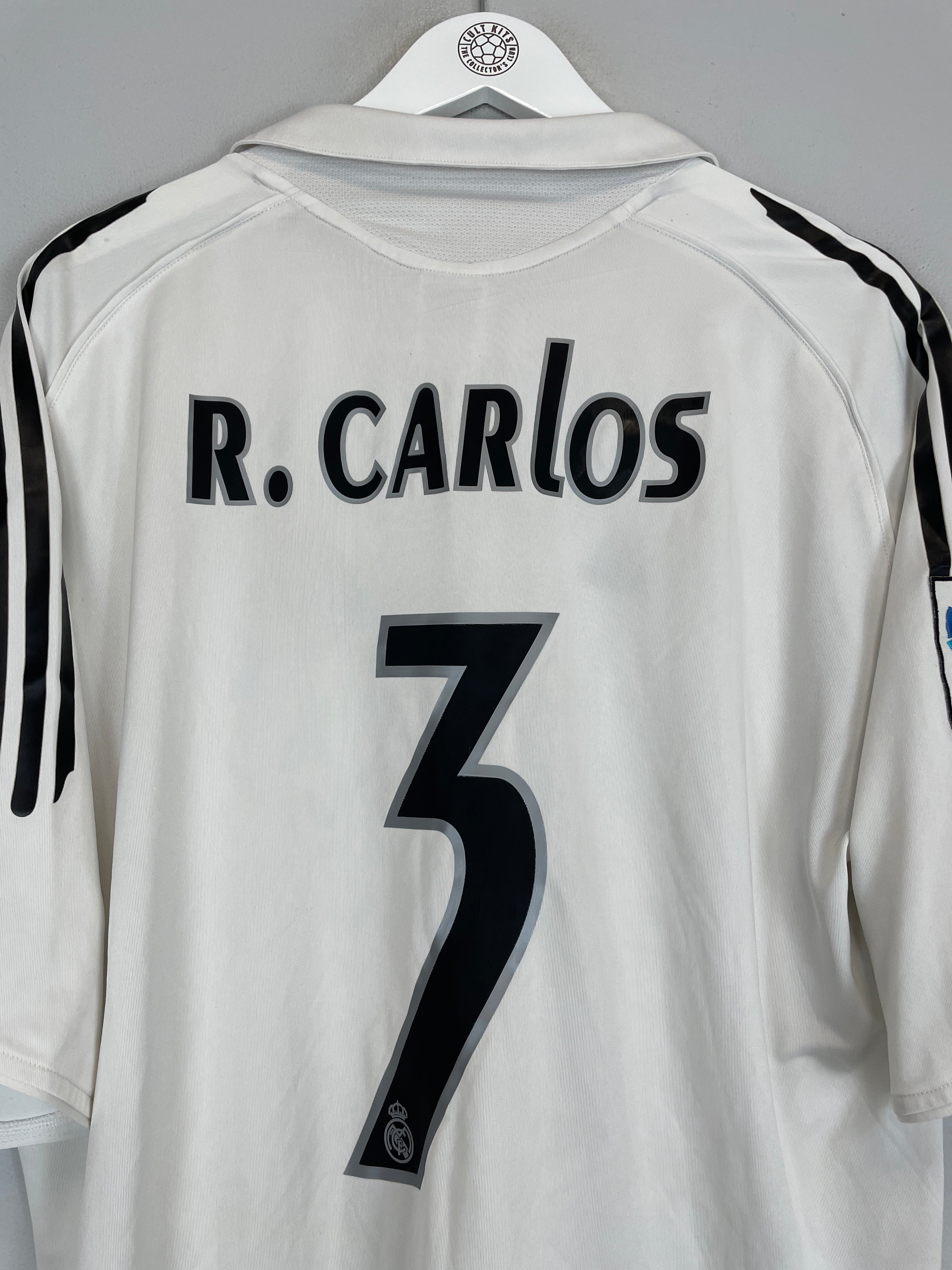 Shop 2005/06 REAL MADRID R.CARLOS #3 HOME SHIRT (XL) ADIDAS, classic football shirts, vintage football shirts & retro soccer jerseys at Cult Kits