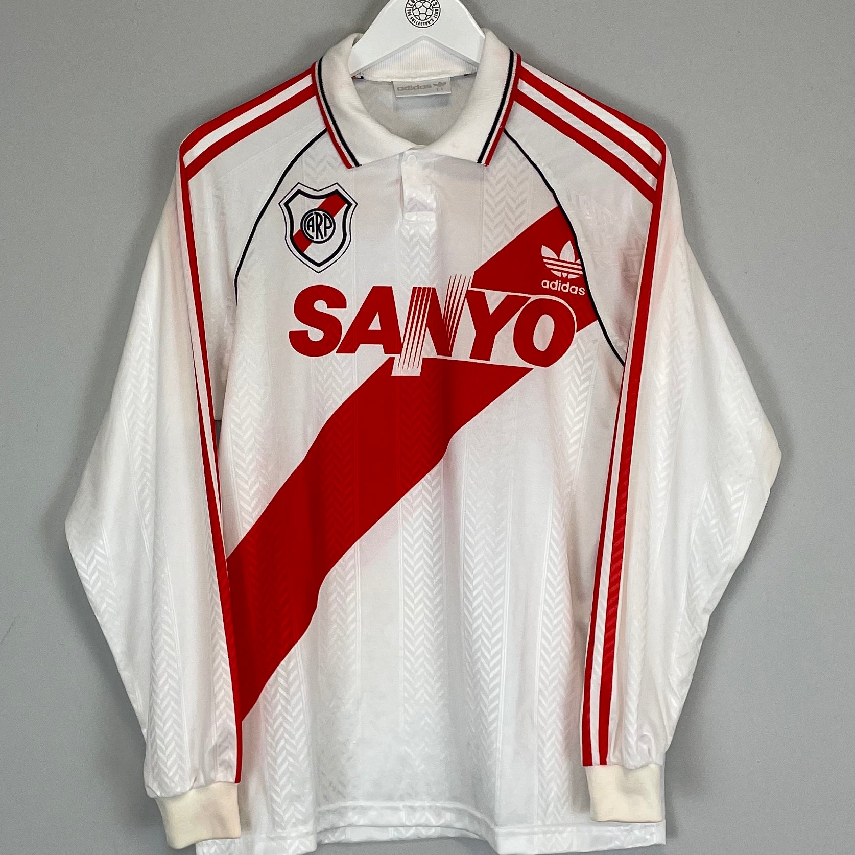 Shop 1992/94 RIVER PLATE L/S HOME SHIRT (M) ADIDAS, classic football shirts, vintage football shirts & retro soccer jerseys at Cult Kits