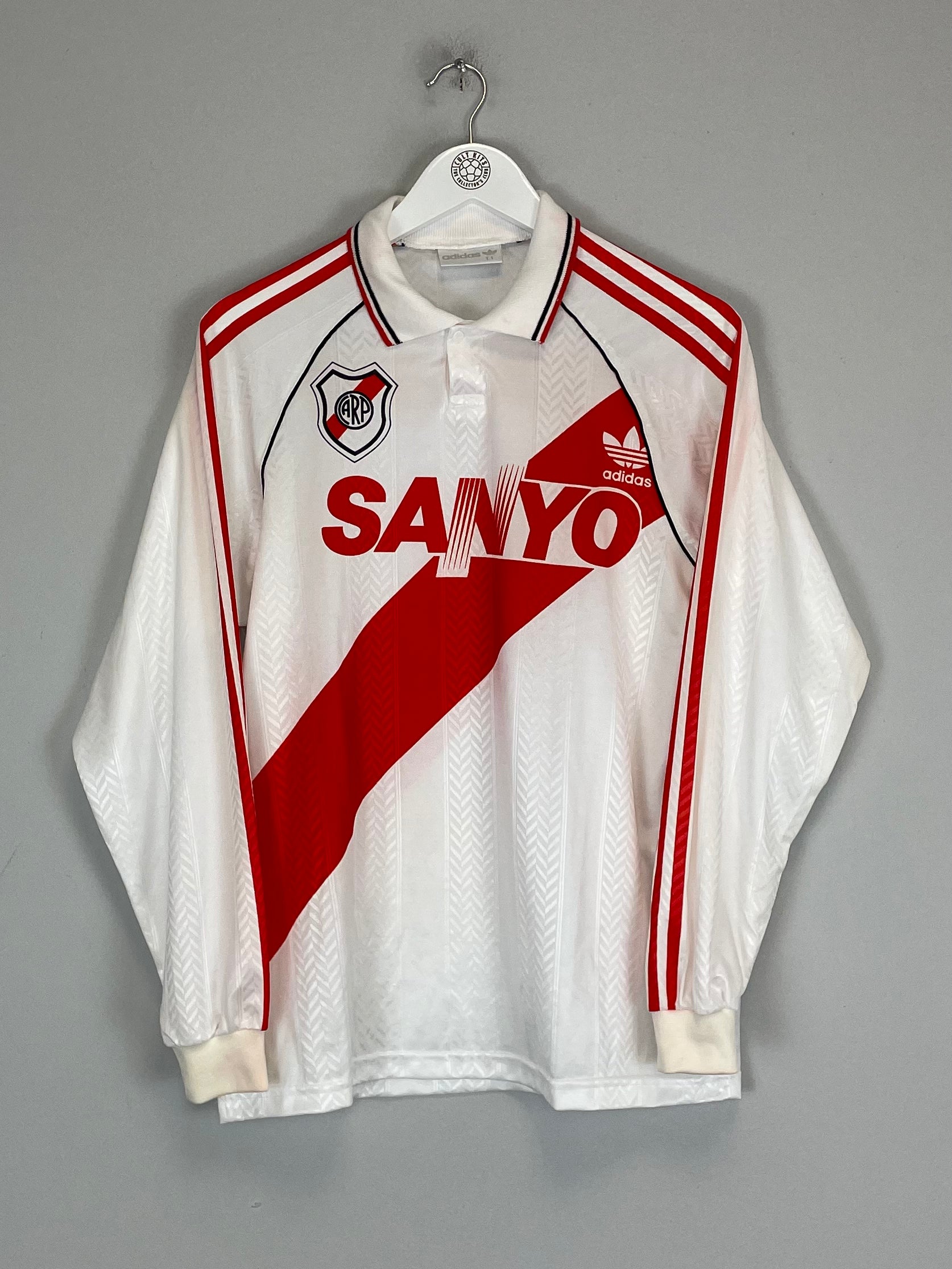 Shop 1992/94 RIVER PLATE L/S HOME SHIRT (M) ADIDAS, classic football shirts, vintage football shirts & retro soccer jerseys at Cult Kits