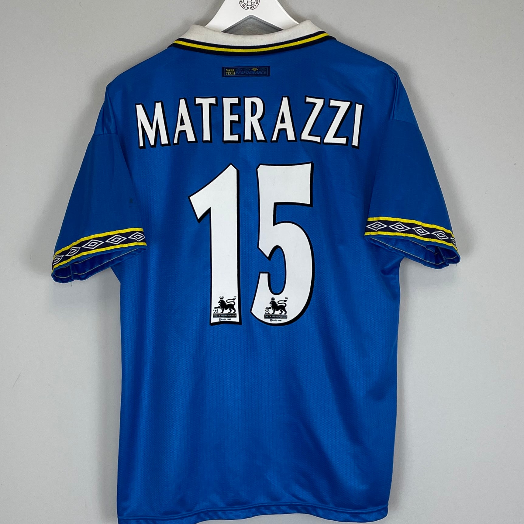 Shop 1997/99 EVERTON MATERAZZI #15 HOME SHIRT (M) UMBRO, classic football shirts, vintage football shirts & retro soccer jerseys at Cult Kits