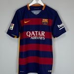 Shop 2015/16 BARCELONA SUAREZ #9 HOME SHIRT (M) NIKE, classic football shirts, vintage football shirts & retro soccer jerseys at Cult Kits