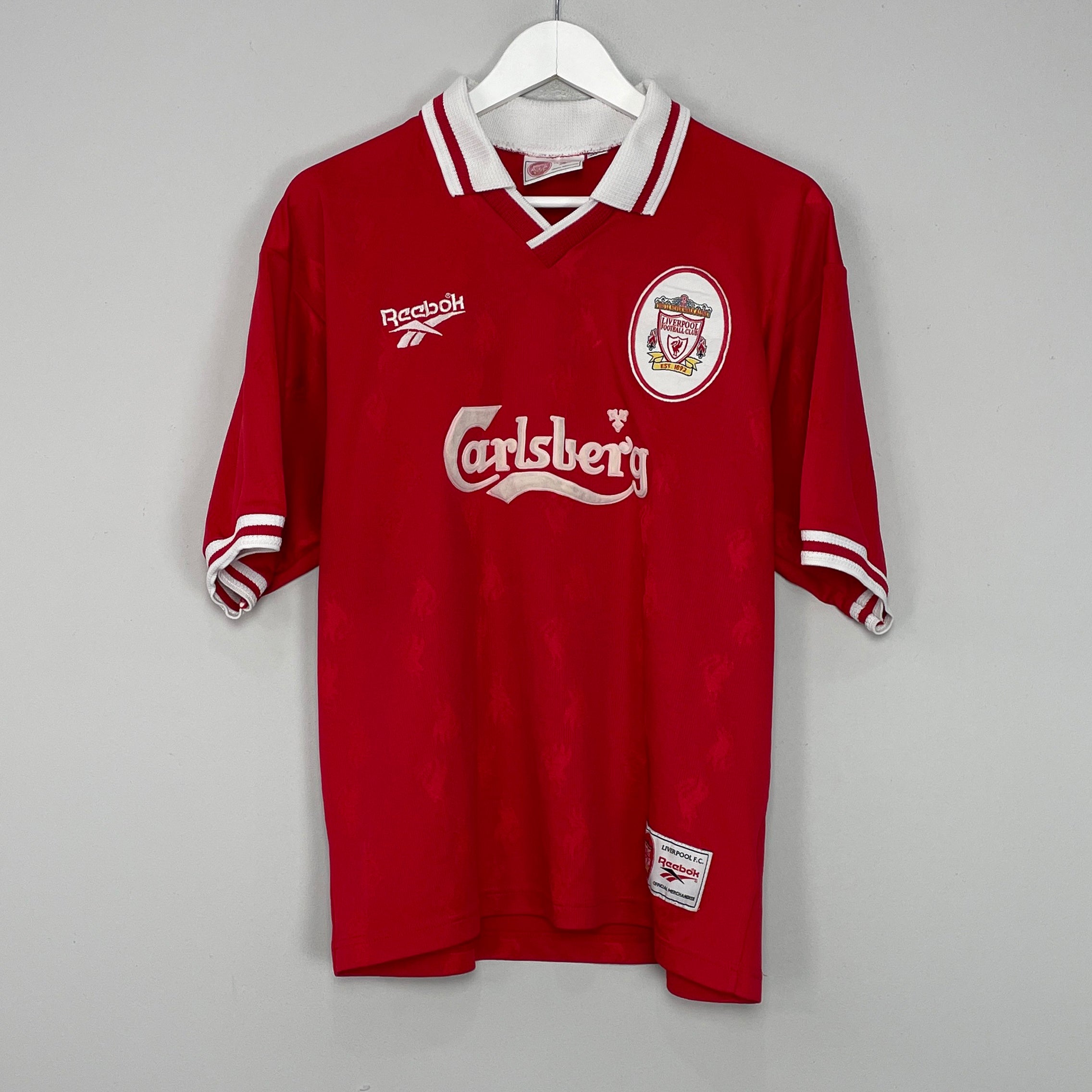 Shop 1996/98 LIVERPOOL HOME SHIRT (L) REEBOK, classic football shirts, vintage football shirts & retro soccer jerseys at Cult Kits