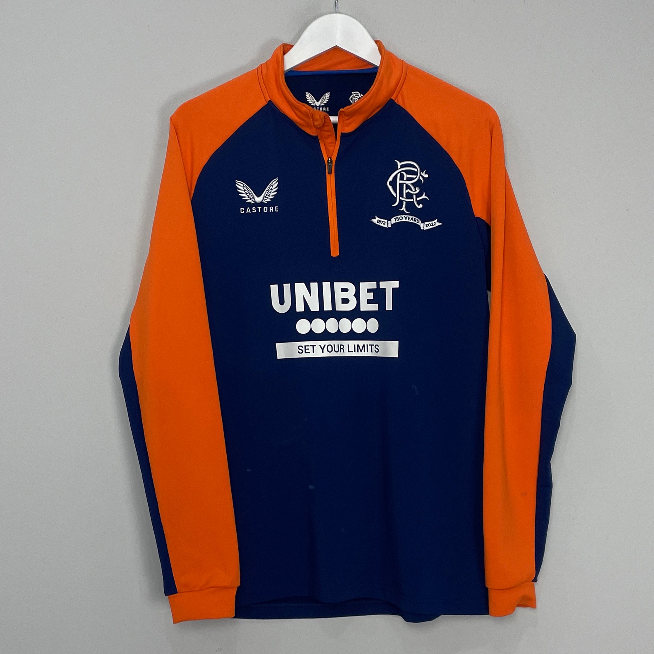 Shop 2021/22 RANGERS 1/4 ZIP TOP (M) CASTORE, classic football shirts, vintage football shirts & retro soccer jerseys at Cult Kits