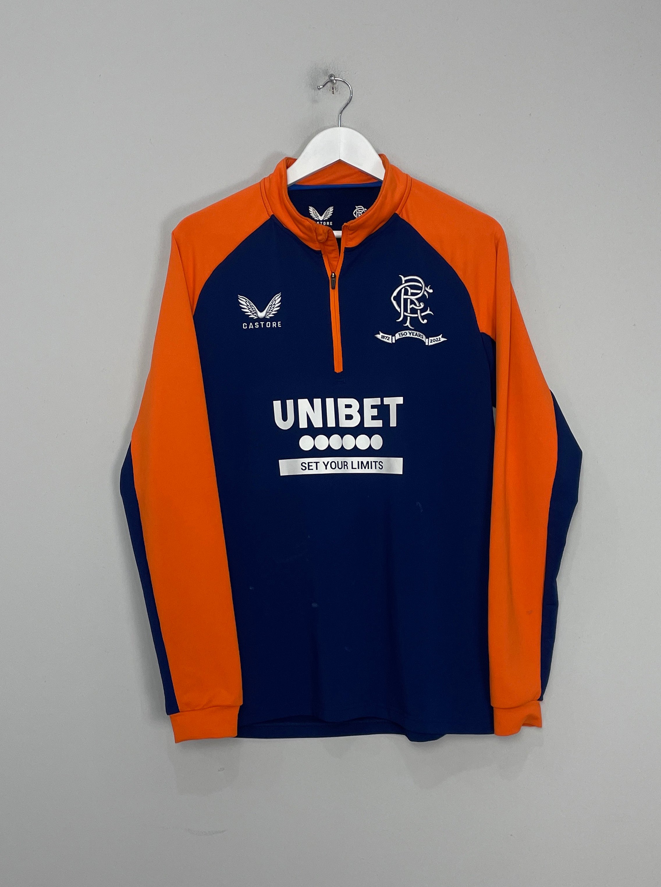 Shop 2021/22 RANGERS 1/4 ZIP TOP (M) CASTORE, classic football shirts, vintage football shirts & retro soccer jerseys at Cult Kits