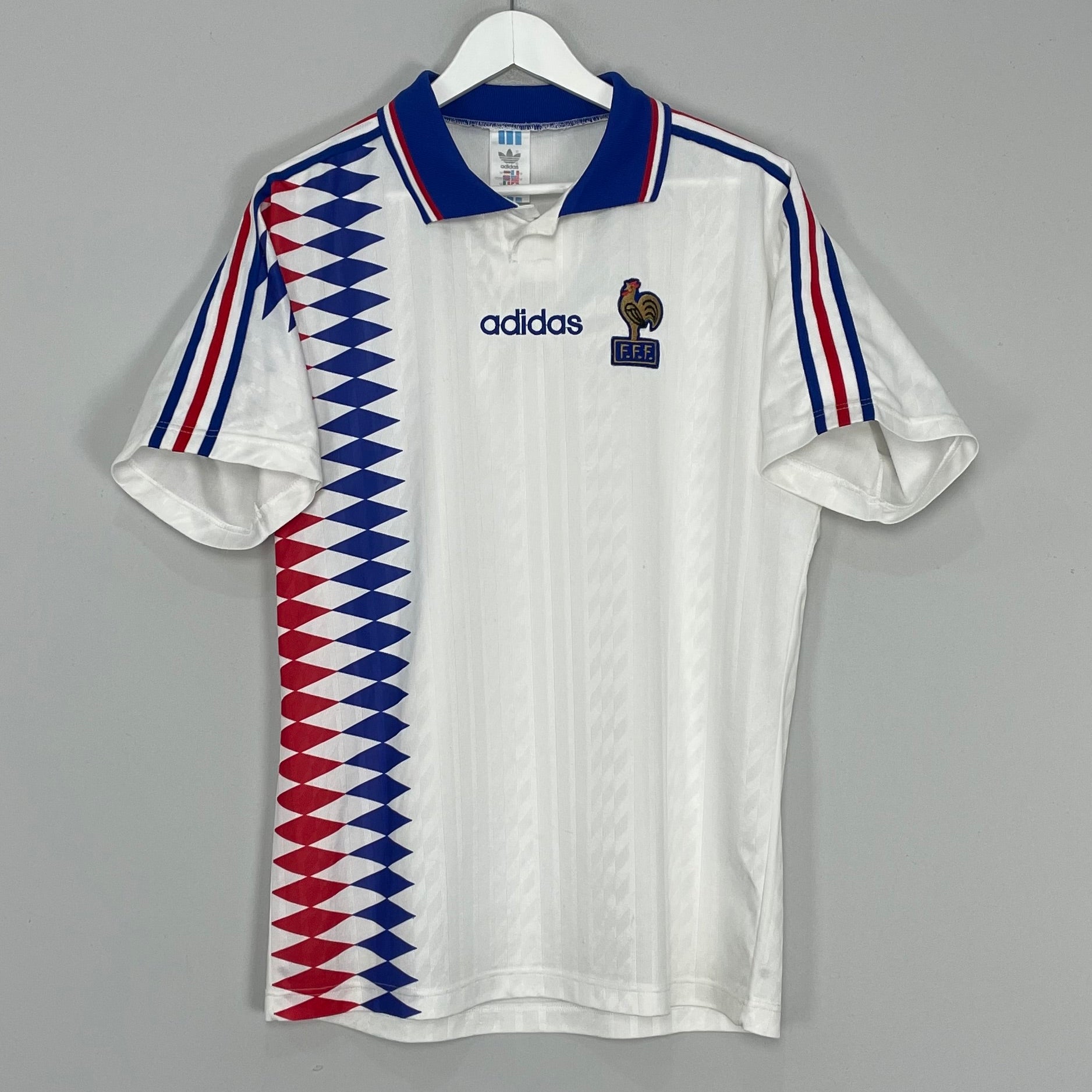 Shop 1994 FRANCE AWAY SHIRT (M) ADIDAS, classic football shirts, vintage football shirts & retro soccer jerseys at Cult Kits