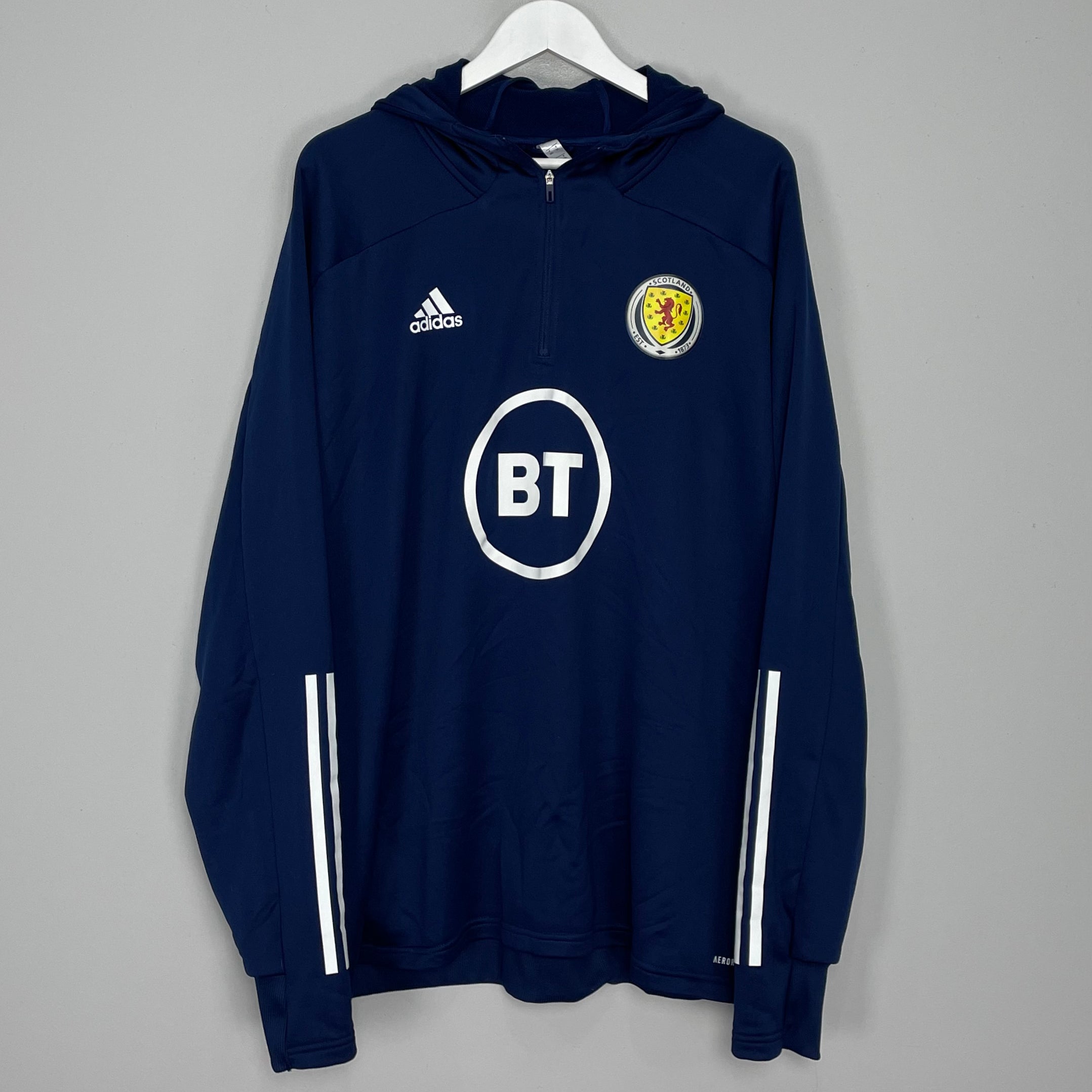 Shop 2019/20 SCOTLAND 1/4 ZIP HOODED JACKET (XXL) ADIDAS, classic football shirts, vintage football shirts & retro soccer jerseys at Cult Kits