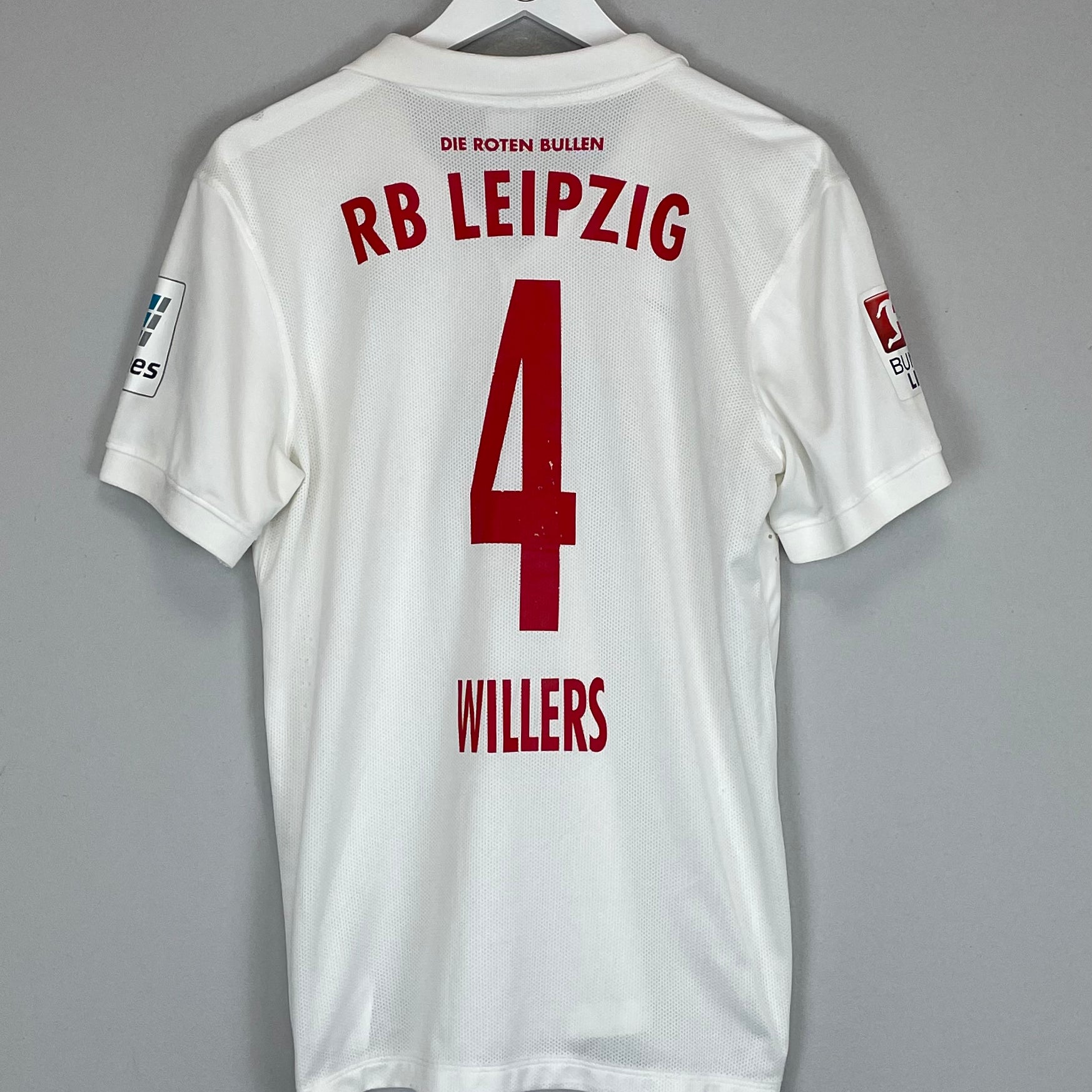 Shop 2014/15 RED BULL LEIPZIG WILLERS #4 *PLAYER ISSUE* HOME SHIRT (M) NIKE, classic football shirts, vintage football shirts & retro soccer jerseys at Cult Kits