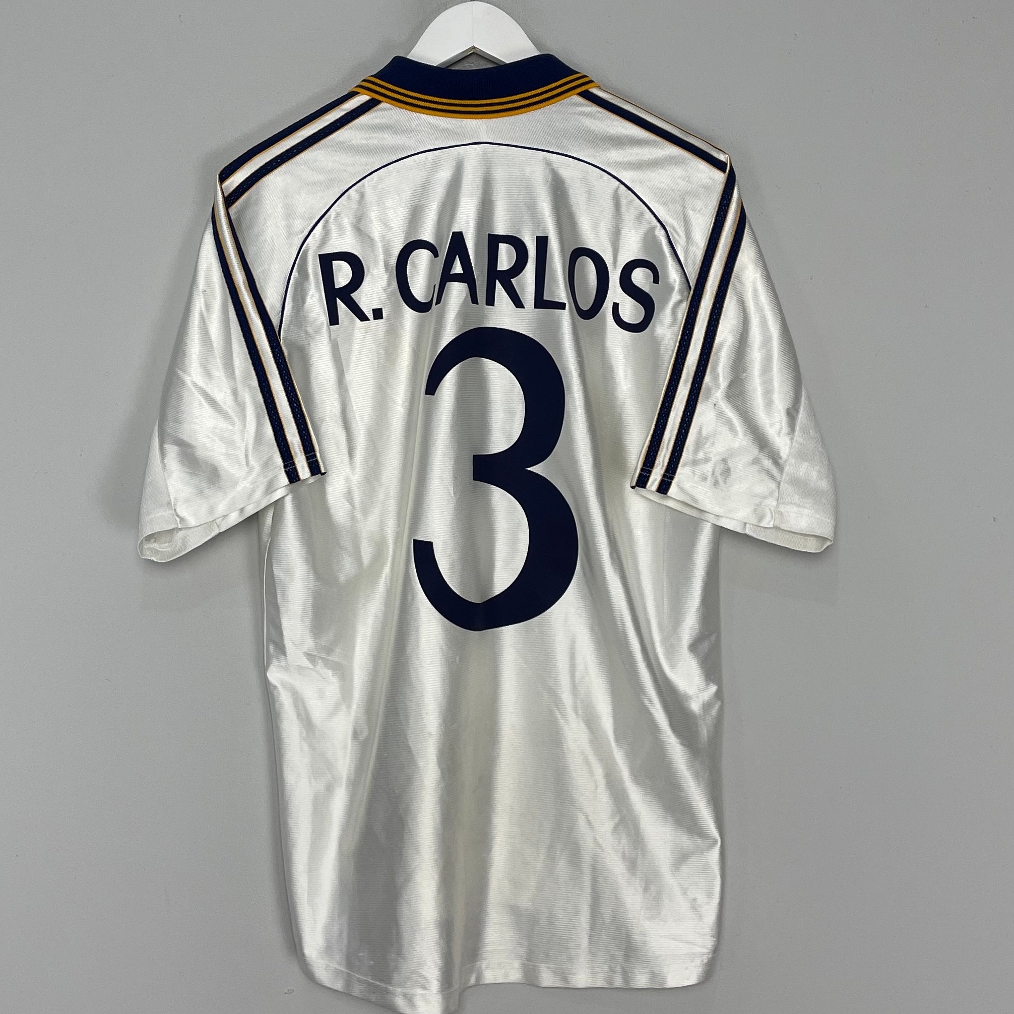 Shop 1998/99 REAL MADRID R.CARLOS #3 HOME SHIRT (M) ADIDAS, classic football shirts, vintage football shirts & retro soccer jerseys at Cult Kits