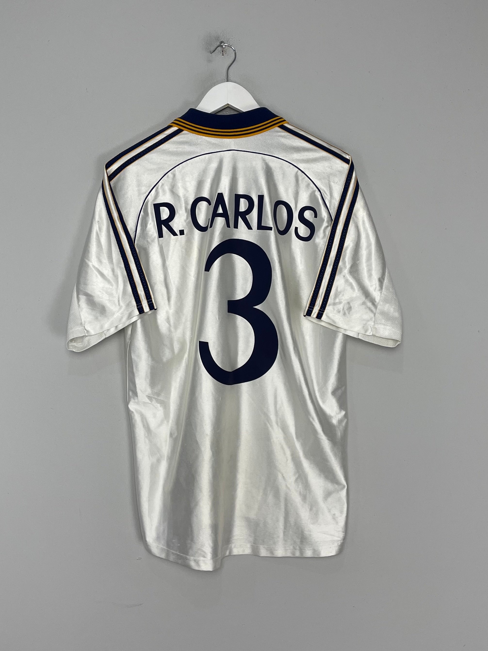 Shop 1998/99 REAL MADRID R.CARLOS #3 HOME SHIRT (M) ADIDAS, classic football shirts, vintage football shirts & retro soccer jerseys at Cult Kits