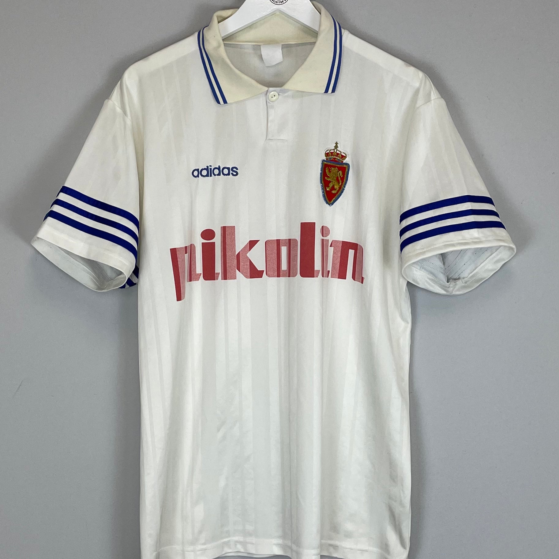 Shop 1995/96 REAL ZARAGOZA HOME SHIRT (L) ADIDAS, classic football shirts, vintage football shirts & retro soccer jerseys at Cult Kits