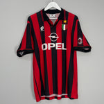 Shop 1996/97 AC MILAN HOME SHIRT (XL) LOTTO, classic football shirts, vintage football shirts & retro soccer jerseys at Cult Kits