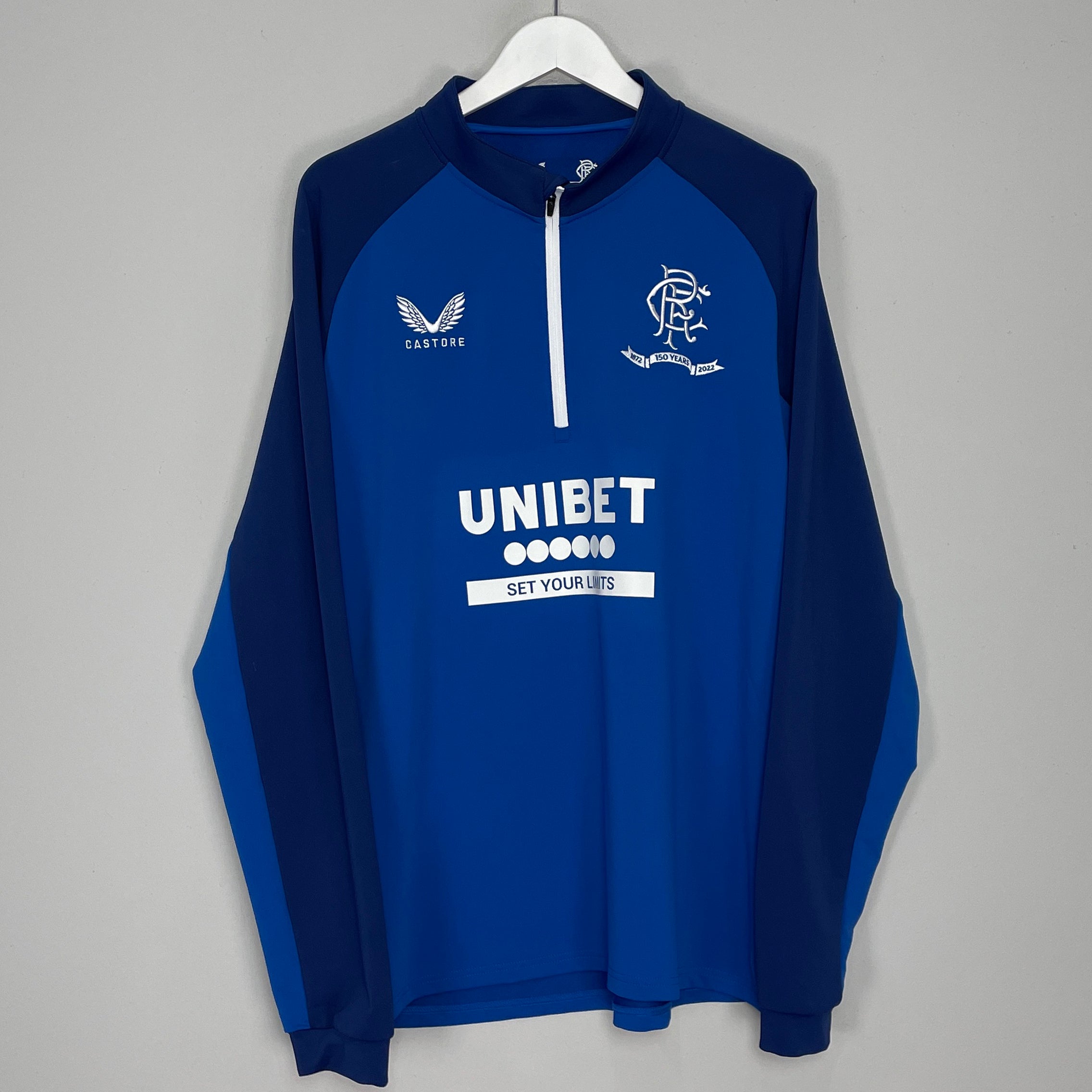 Shop 2021/22 RANGERS 1/4 ZIP DRILL TOP (XXL) CASTORE, classic football shirts, vintage football shirts & retro soccer jerseys at Cult Kits