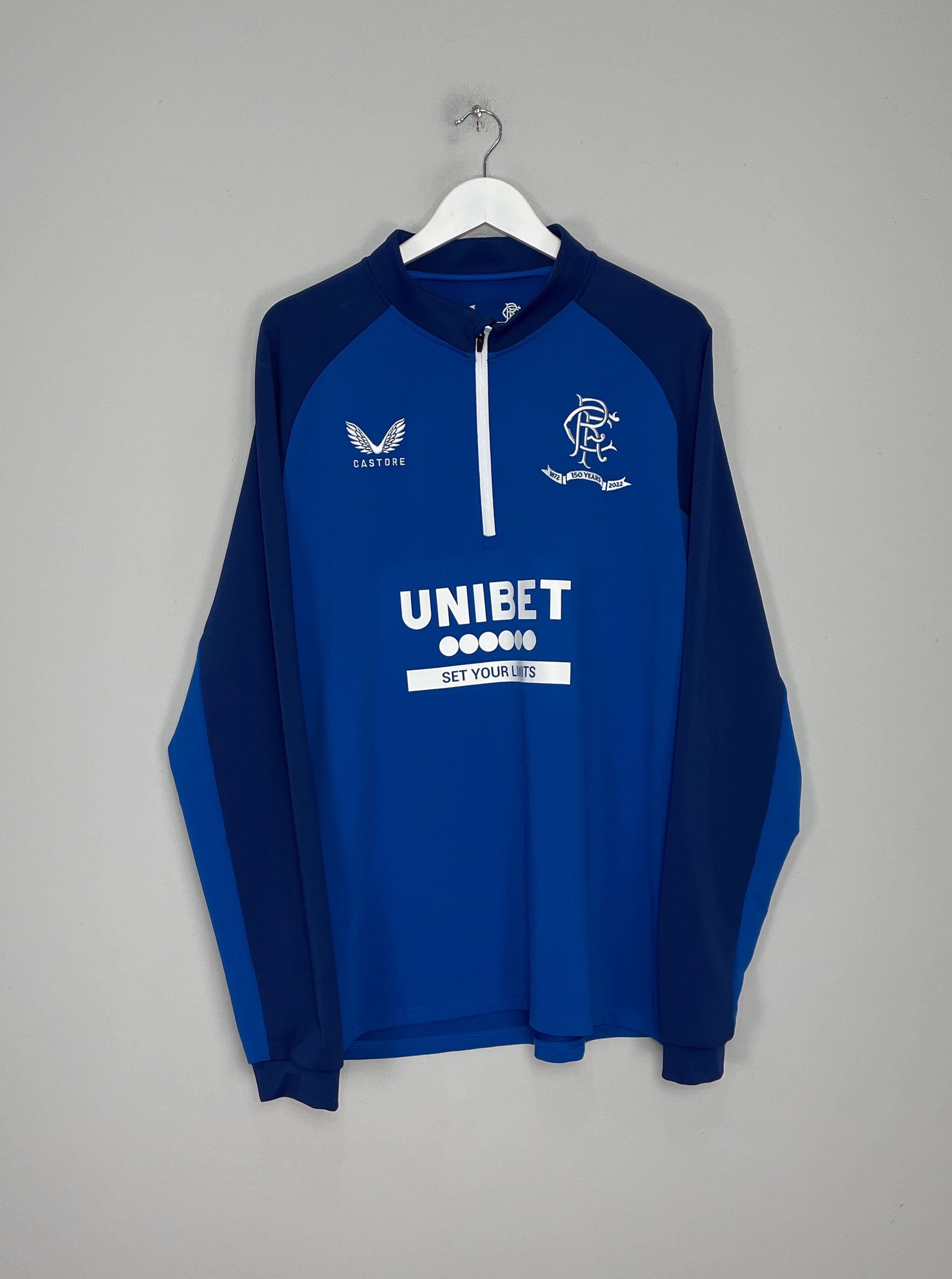 Shop 2021/22 RANGERS 1/4 ZIP DRILL TOP (XXL) CASTORE, classic football shirts, vintage football shirts & retro soccer jerseys at Cult Kits
