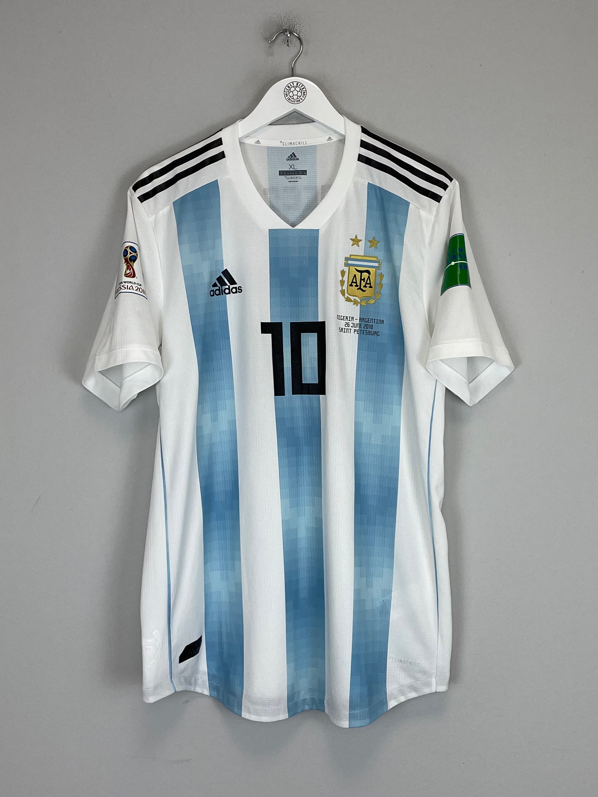 Shop 2018/19 ARGENTINA MESSI #10 *AUTHENTIC* HOME SHIRT (XL) ADIDAS, classic football shirts, vintage football shirts & retro soccer jerseys at Cult Kits