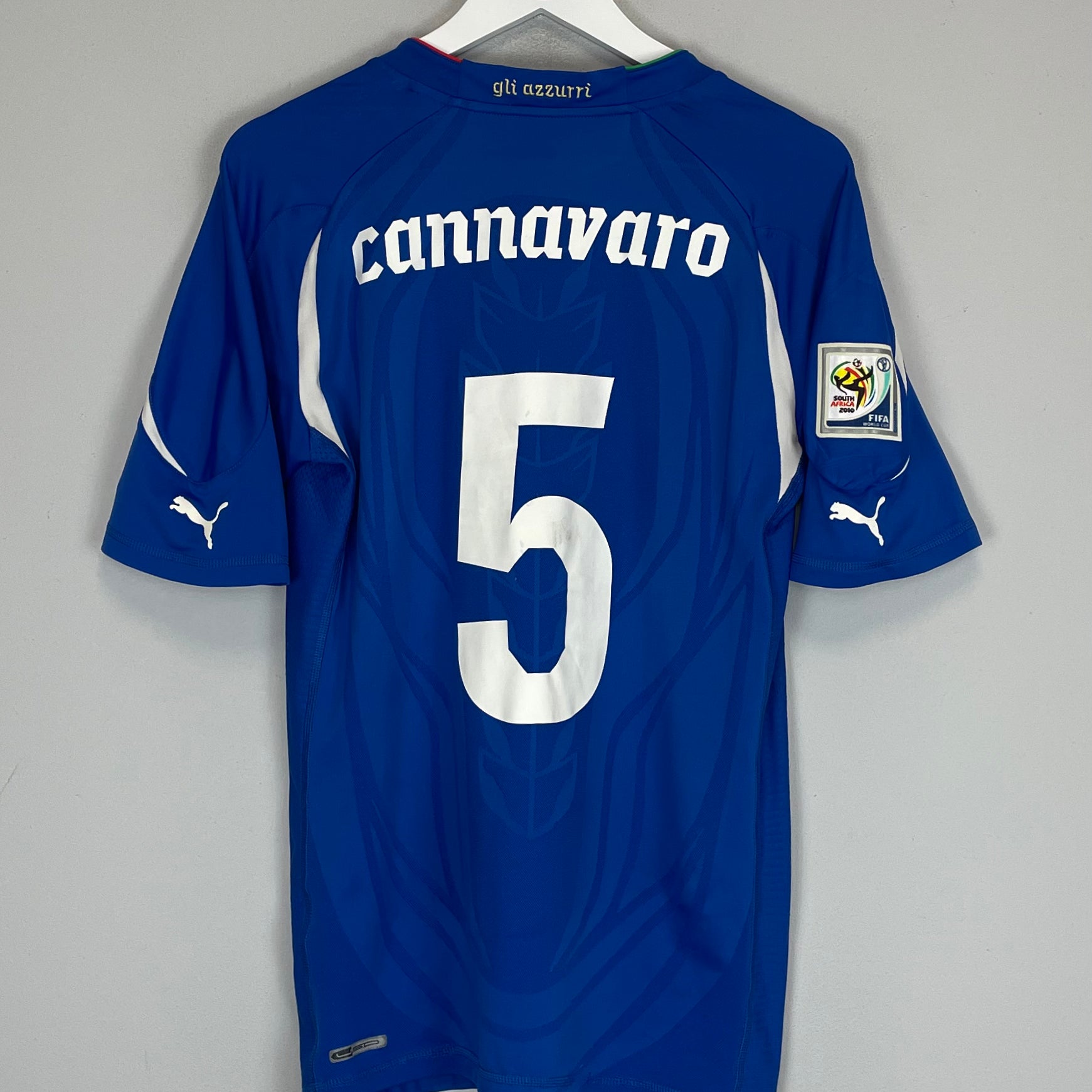 Shop 2010/12 ITALY CANNAVARO #5 *PLAYER ISSUE* HOME SHIRT (M) PUMA, classic football shirts, vintage football shirts & retro soccer jerseys at Cult Kits