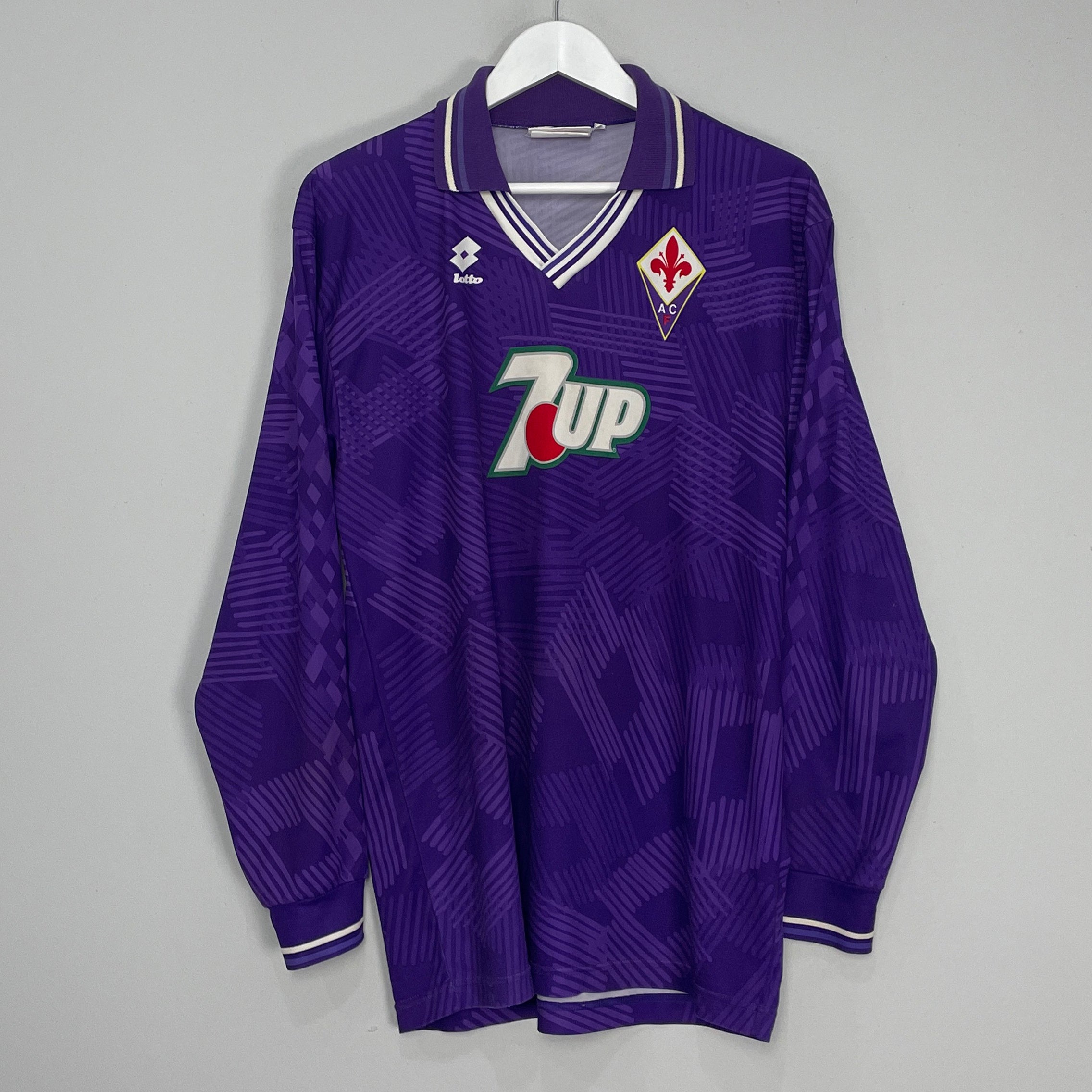 Shop 1992/94 FIORENTINA #7 L/S HOME SHIRT (L) LOTTO, classic football shirts, vintage football shirts & retro soccer jerseys at Cult Kits