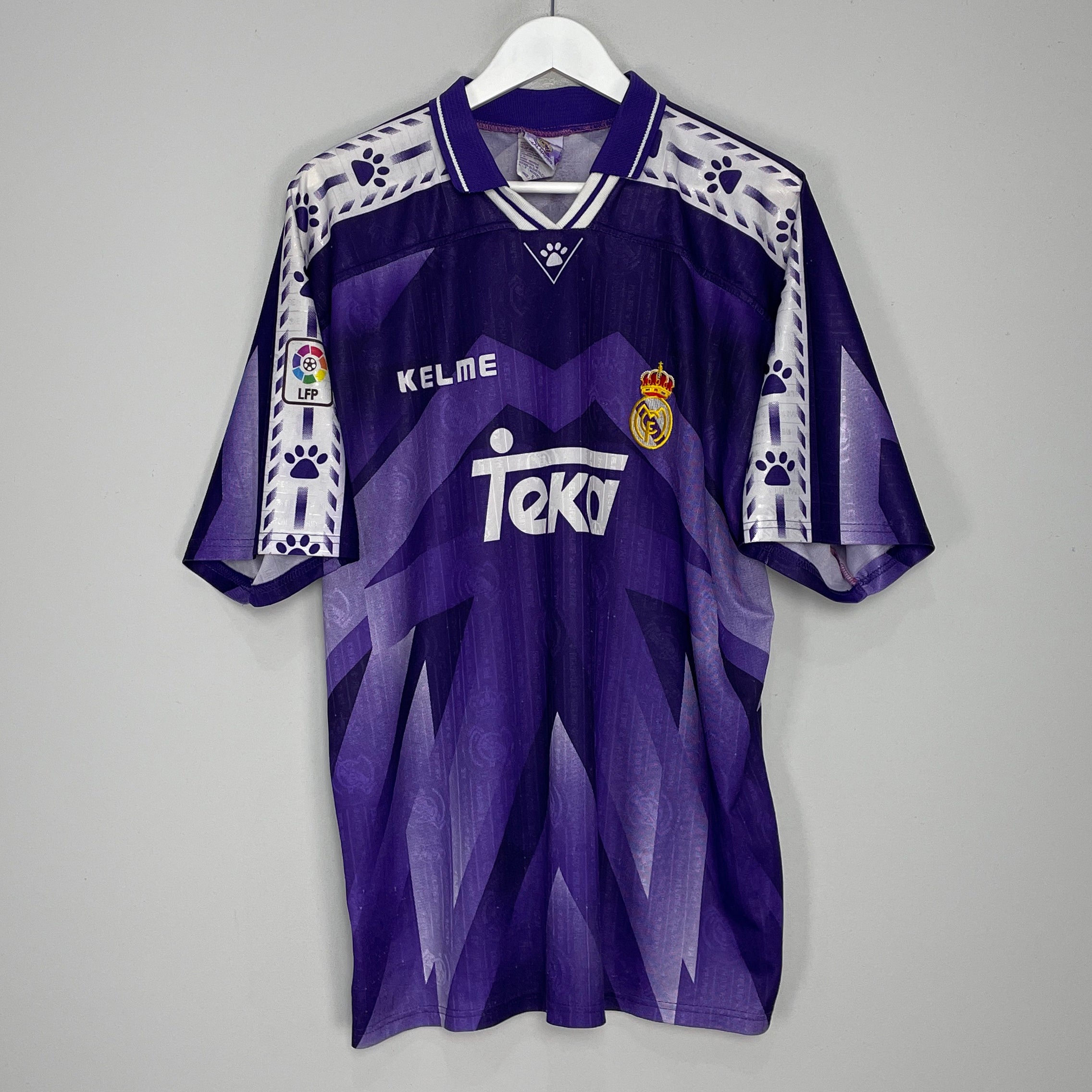 Shop 1996/97 REAL MADRID AWAY SHIRT (XL) KELME, classic football shirts, vintage football shirts & retro soccer jerseys at Cult Kits