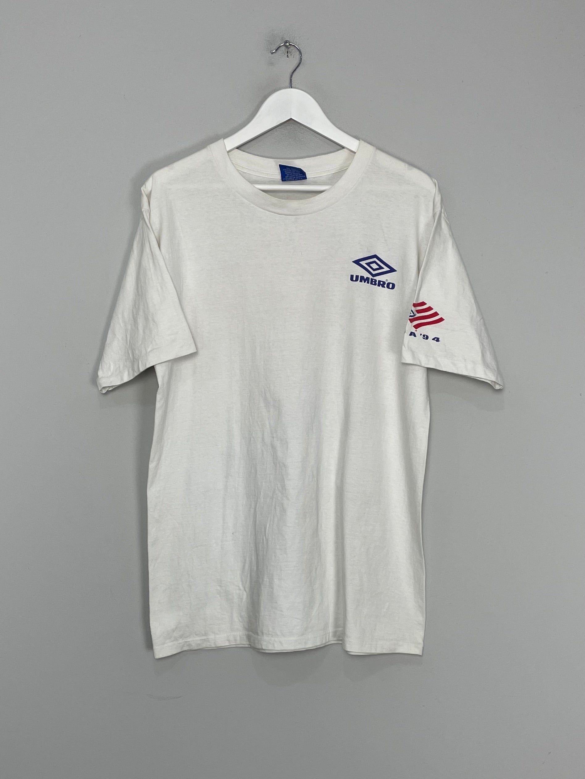 Shop 1994 USA WORLD CUP BRAZIL CHAMPIONS T-SHIRT (L) UMBRO, classic football shirts, vintage football shirts & retro soccer jerseys at Cult Kits