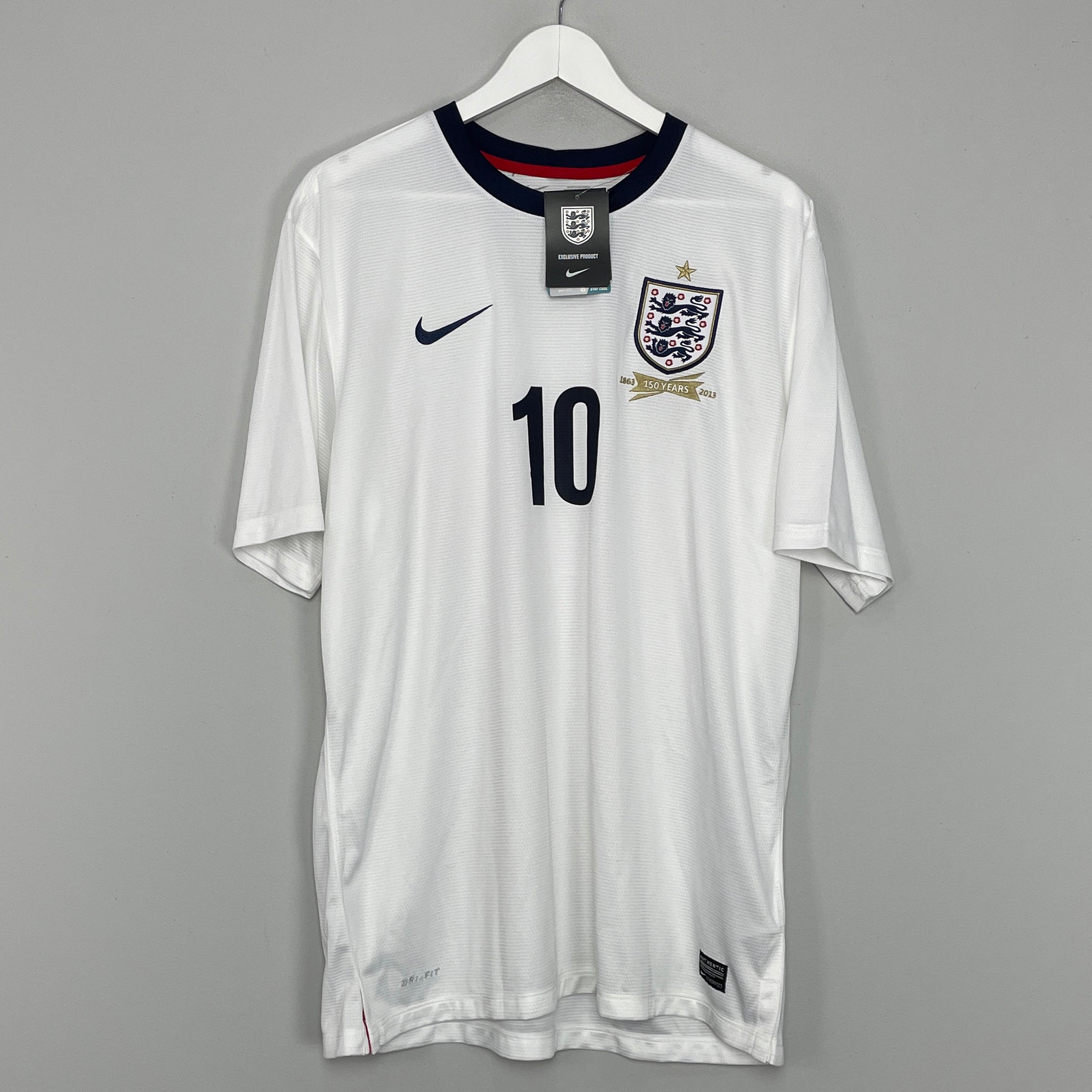 Shop 2013 ENGLAND ROONEY #10 *BNWT* 125 YEARS HOME SHIRT (XL) NIKE, classic football shirts, vintage football shirts & retro soccer jerseys at Cult Kits
