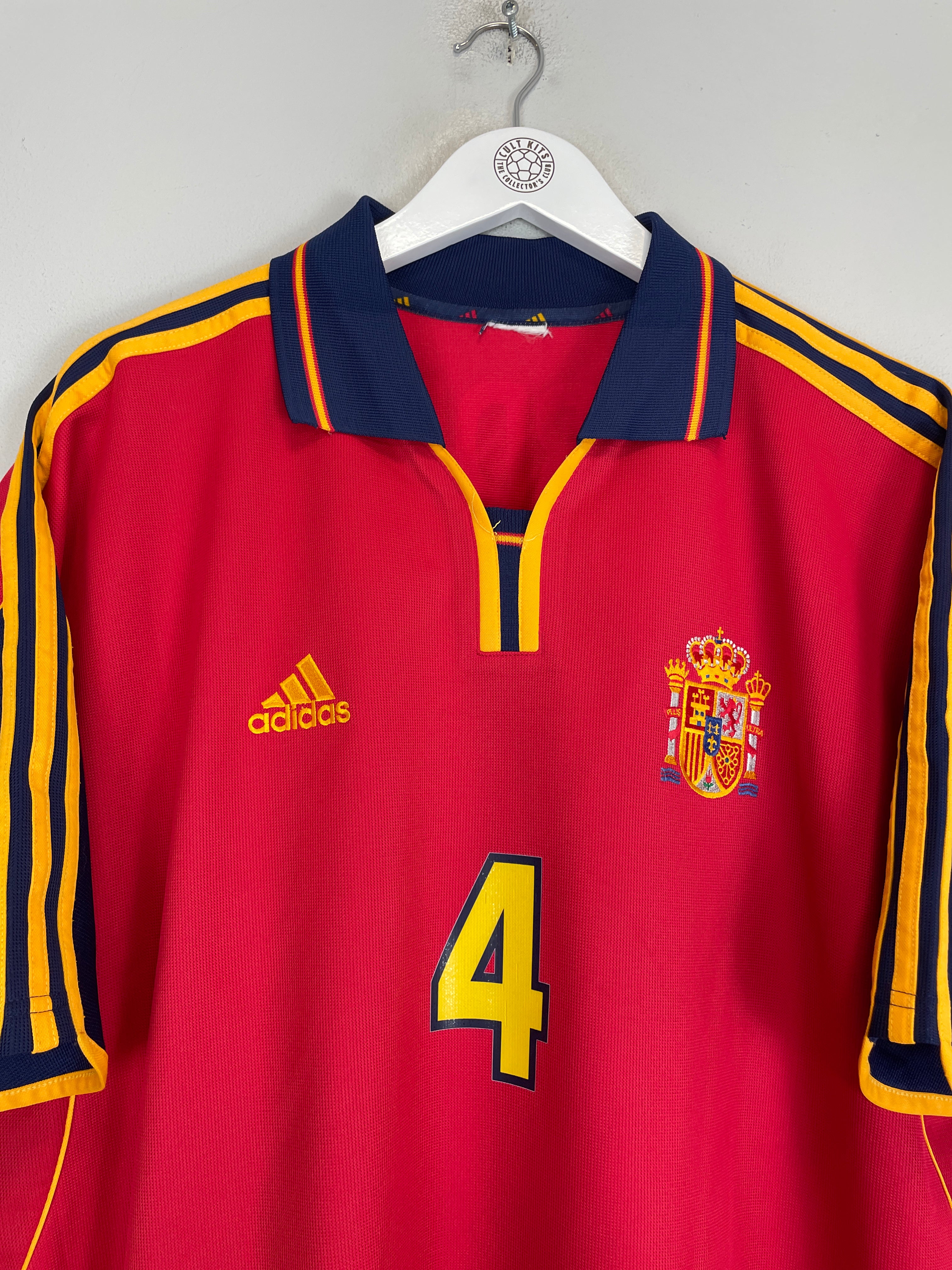 Shop 1999/02 SPAIN GUARDIOLA #4 HOME SHIRT (XL) ADIDAS, classic football shirts, vintage football shirts & retro soccer jerseys at Cult Kits